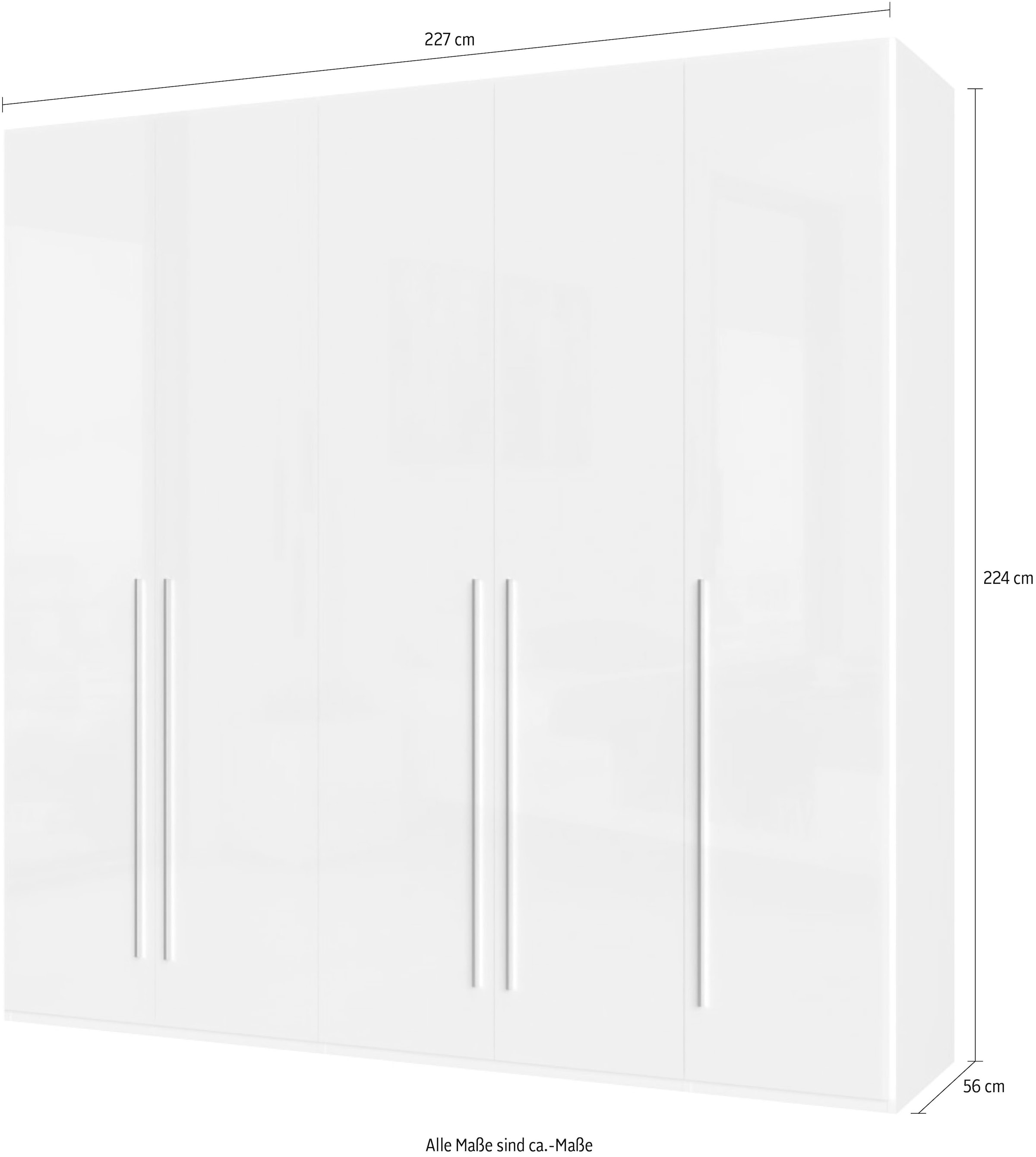 Places of Style Kleiderschrank »Piano, UV lackiert, hochglänzend in beige oder weiß, FSC-zertifiziert«, (Made in Europe), in vielen Breiten, Höhe 224cm, mit Soft-Close Funktion