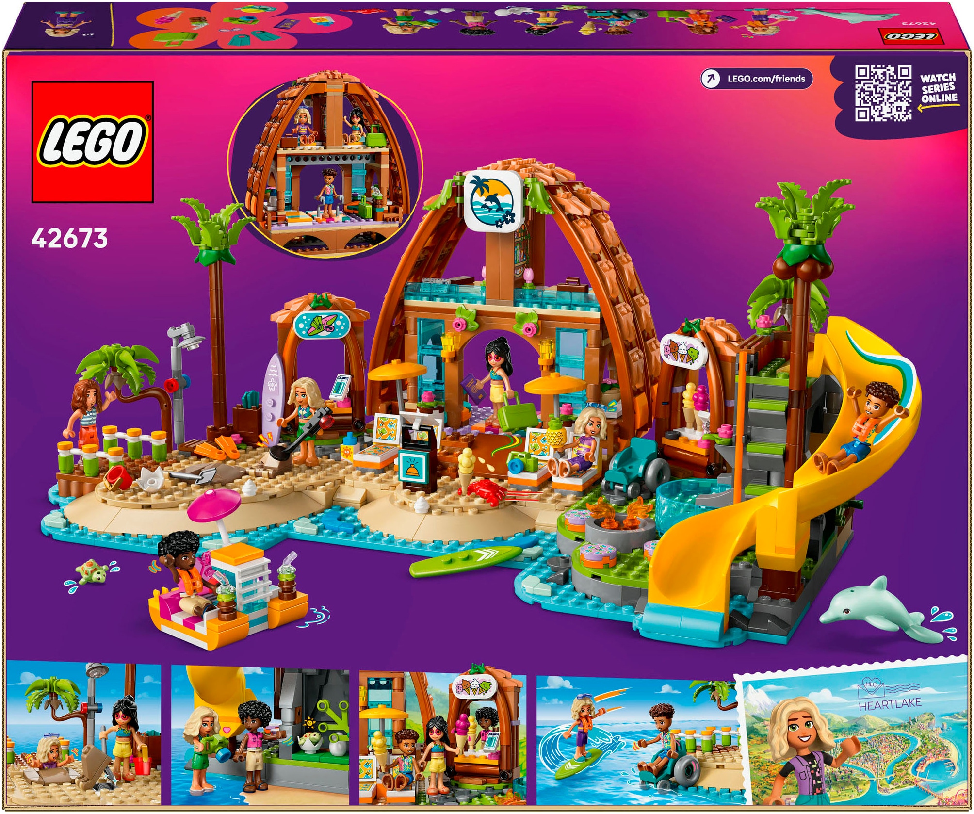LEGO® Konstruktionsspielsteine »Familienurlaub im Strandresort (42673), LEGO Friends«, (1140 St.), Made in Europe