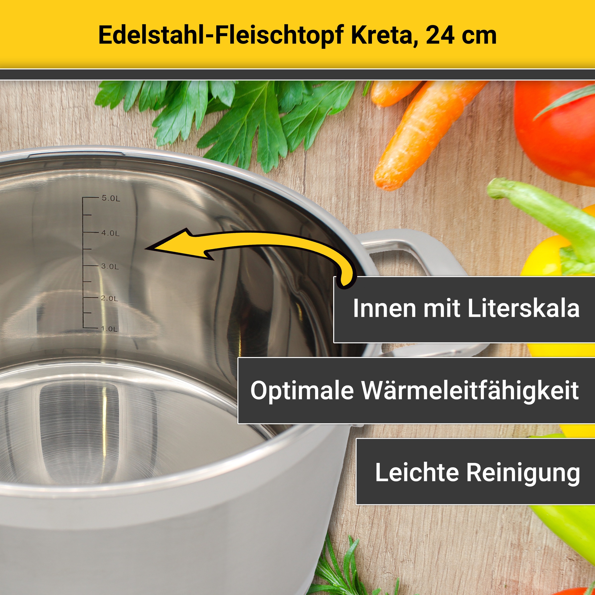 Krüger Fleischtopf »Kreta«, Edelstahl 18/10, (2 tlg.), mit Edelstahldeckel, günstig online kaufen