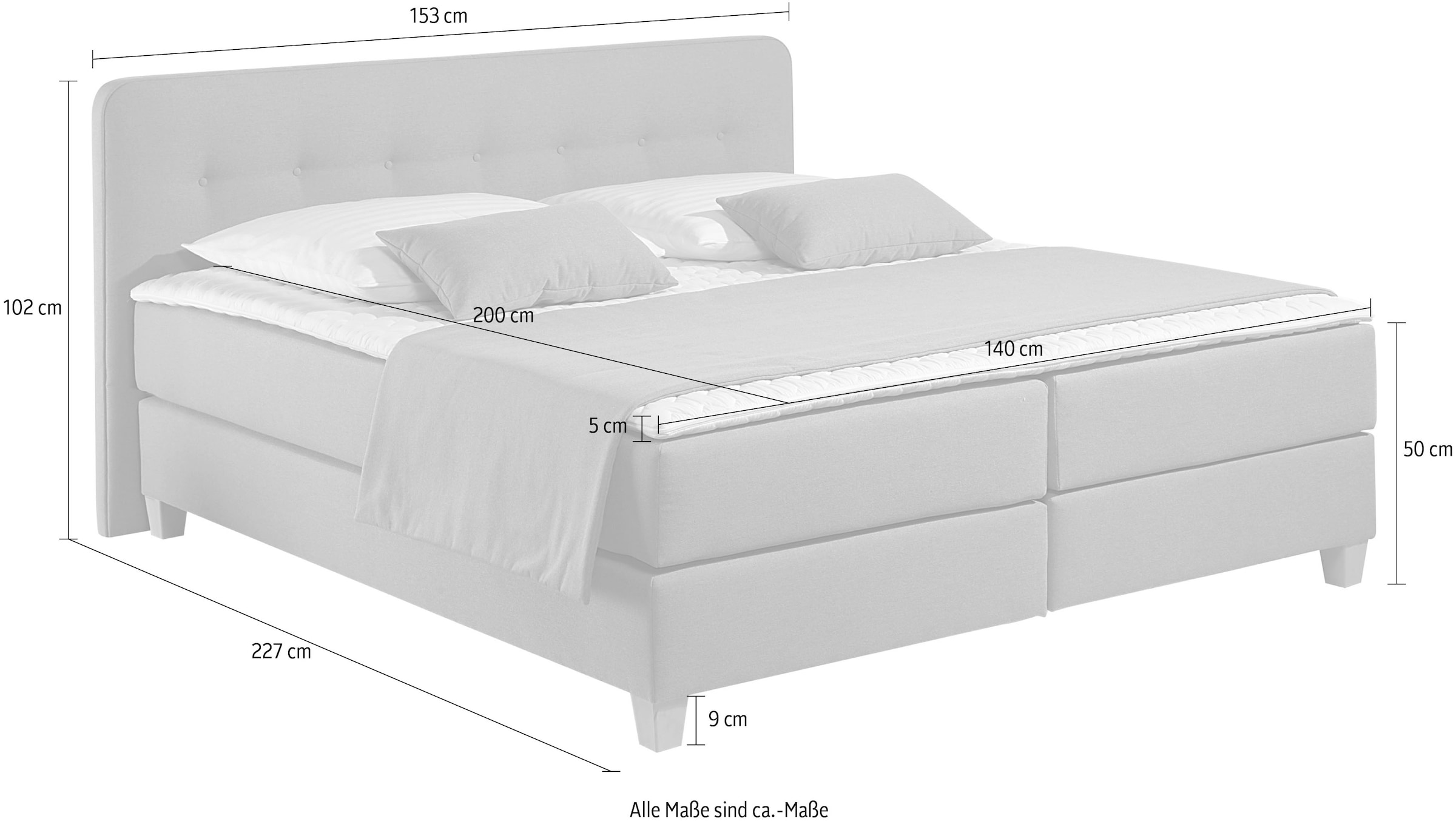 10. Bild von Home affaire Boxspringbett »Fargo«, in Überlänge 220 cm, mit Topper, 3 Ausführungen, 4, Breiten