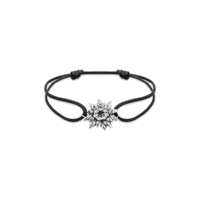 ELLI Armband »Edelweiß Tracht Kristalle 925 Silber« Schwarz 18cm Elegantes Armband aus 925er Sterling Silber