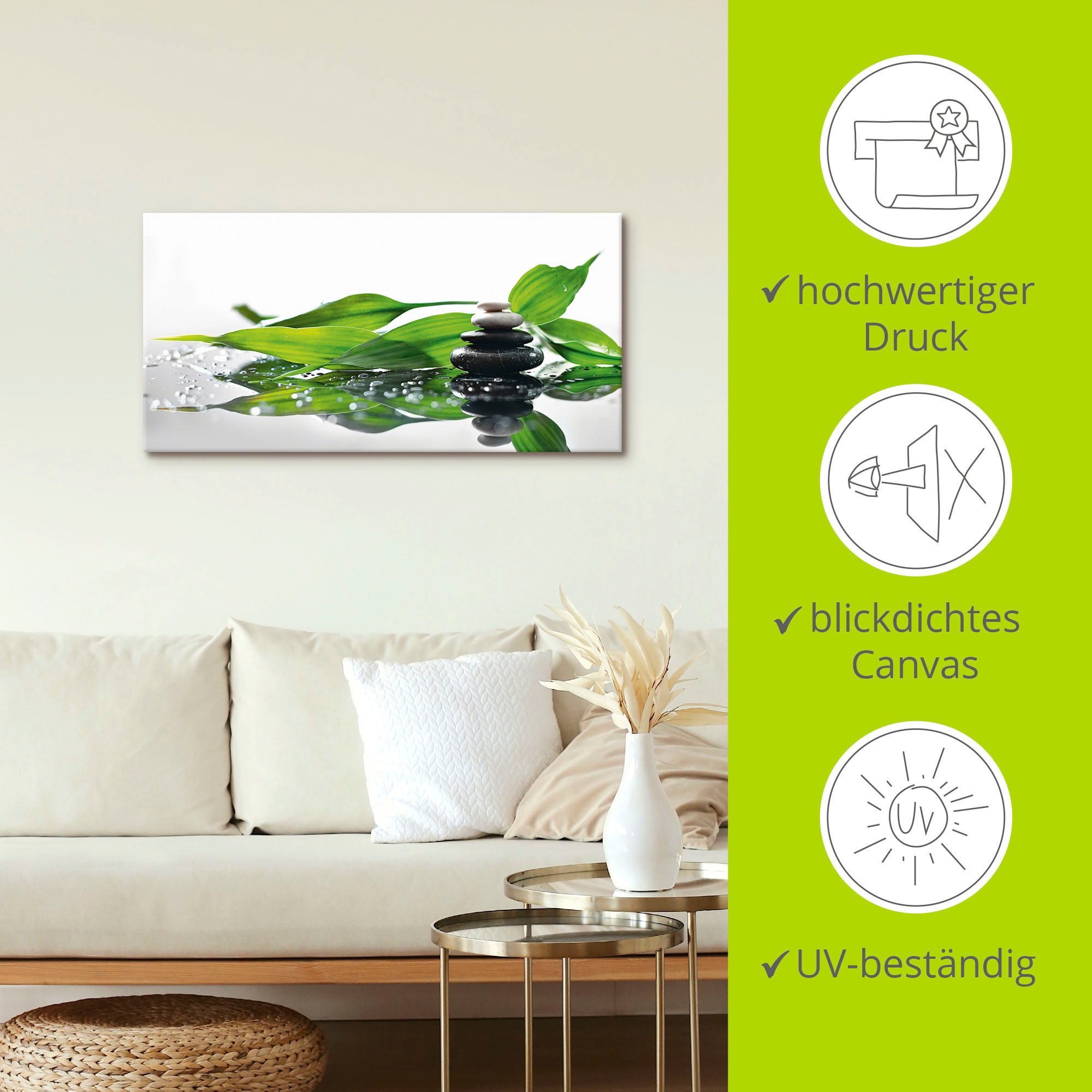 Artland Wandbild »Spa mit Steinen und Bambus«, Zen, (1 St.), als Alubild, Outdoorbild, Leinwandbild in verschied. Größen