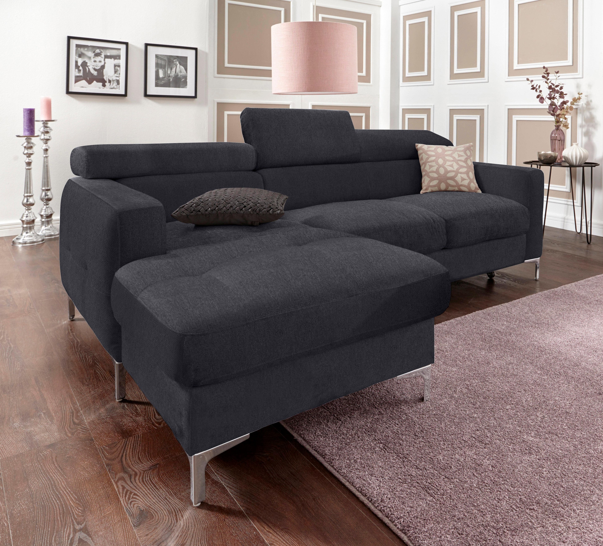 COTTA Ecksofa »Sammy L-Form«, mit Kopfteilverstellung, wahlweise mit Bettfunktion & Bettkasten