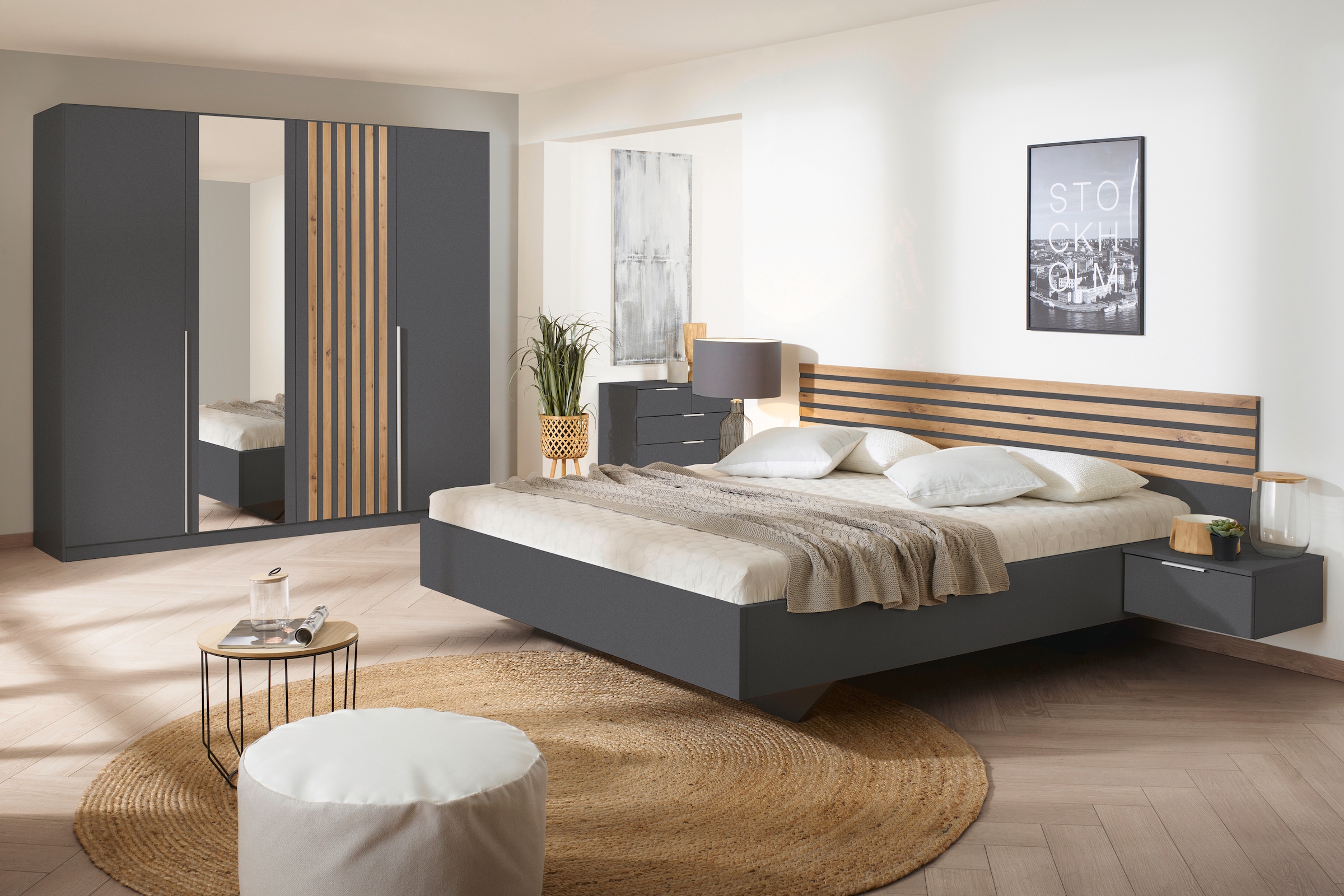 rauch Drehtürenschrank »Kleiderschrank Schrank Garderobe Garderobenschrank LAMELLA«, elegante Lamellen-Auflage in 3D Akustikpaneel Optik MADE IN GERMANY