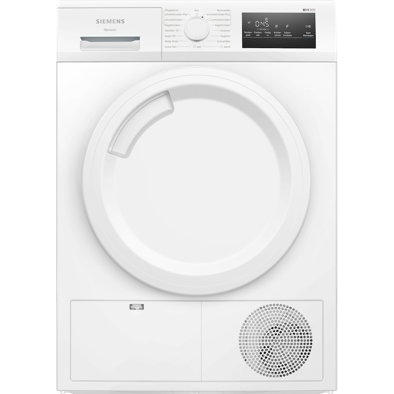 SIEMENS Kondenstrockner »WT43N203« iQ300 8 easyClean-Filter, Outdoor-Programm, autoDry für schonendes Trocknen weiß Outdoor-Programm – Trocknet...
