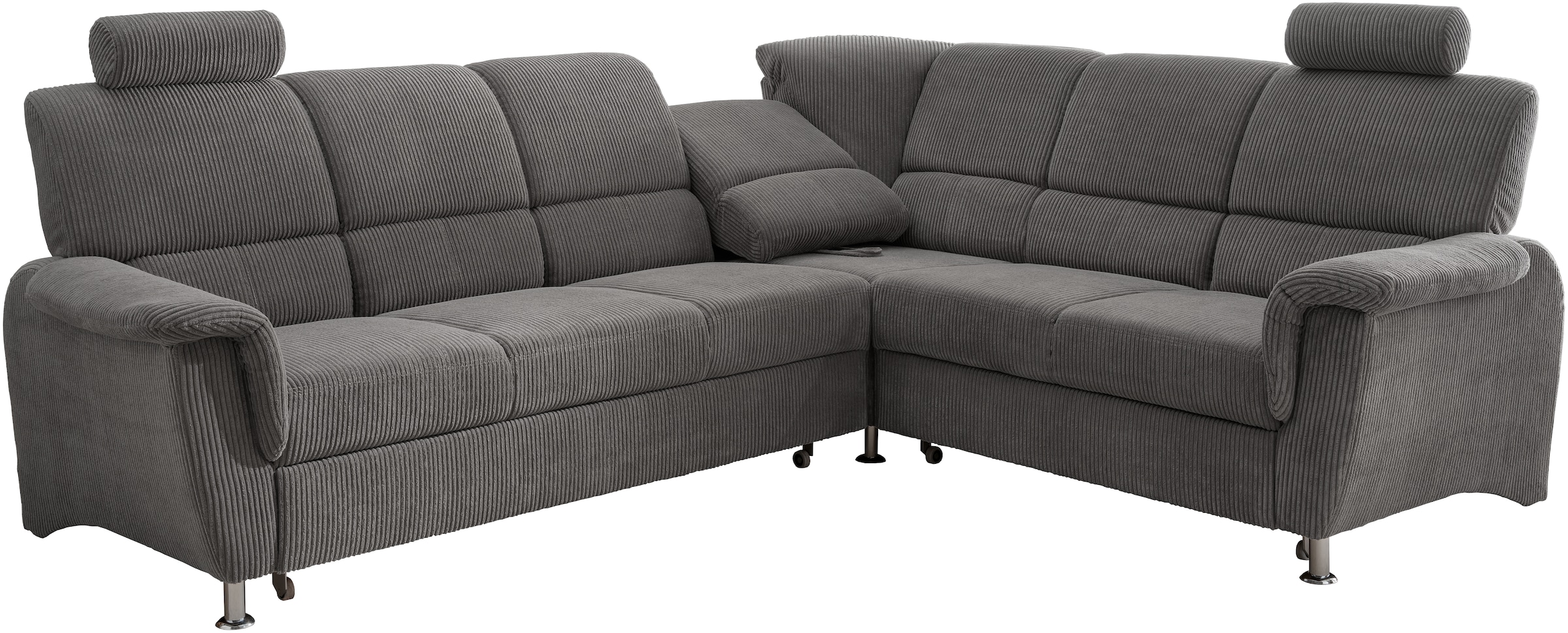 Home affaire Ecksofa »Pisa L-Form, mit Schlaffunktion, Stauraum, 2x höhenverstellbare«, Kopfstützen und Relaxfunktion im Eckelement