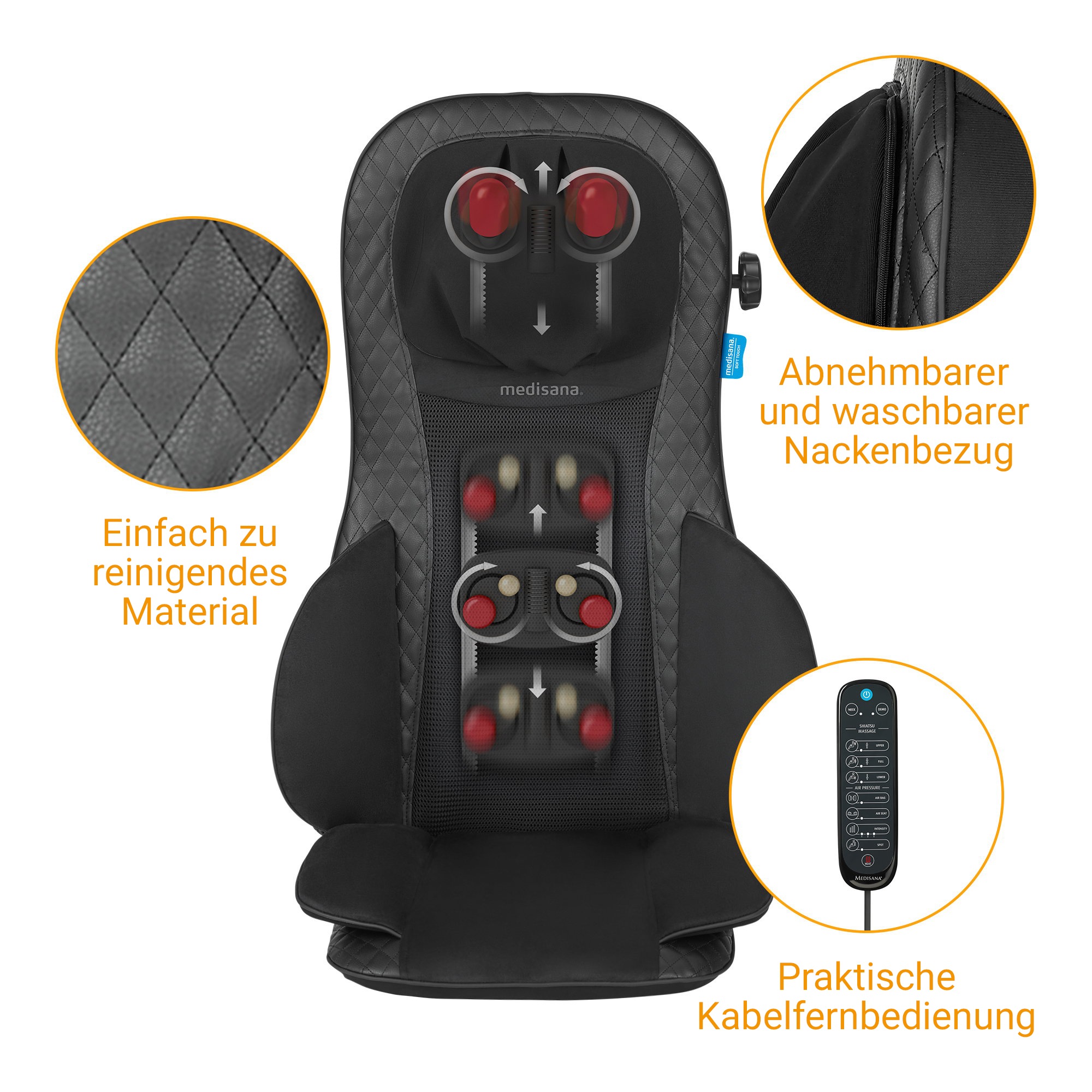 Medisana Massagesitzauflage »MCG 820«, Komfort Shiatsu-Massagesitzauflage mit Gel-Massageköpfen