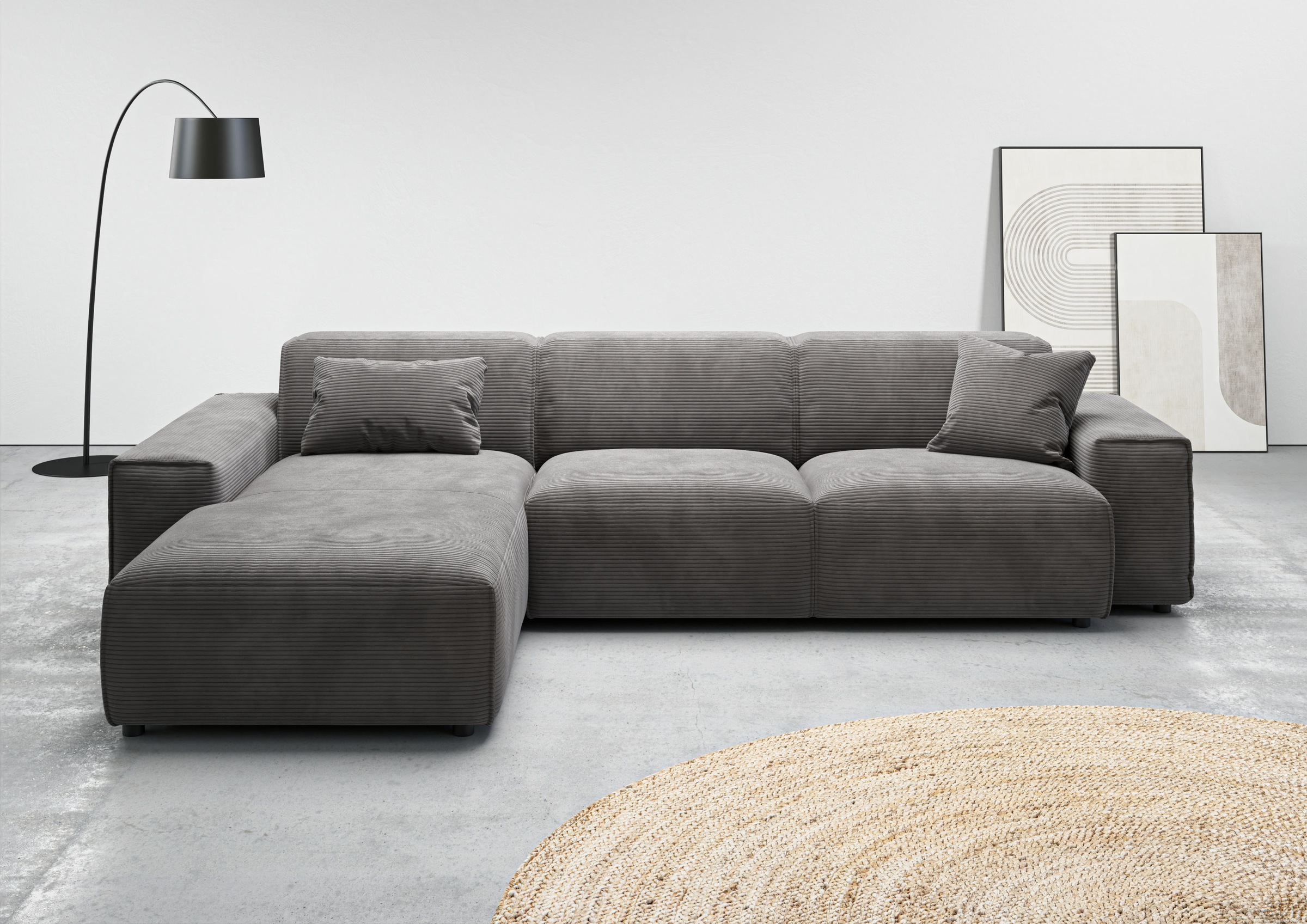 andas Ecksofa »Glimminge auch in Breitcord, Feincord, Bouclé + Easy care-Bezug«, L-Form, Breite 294, Zierkissen