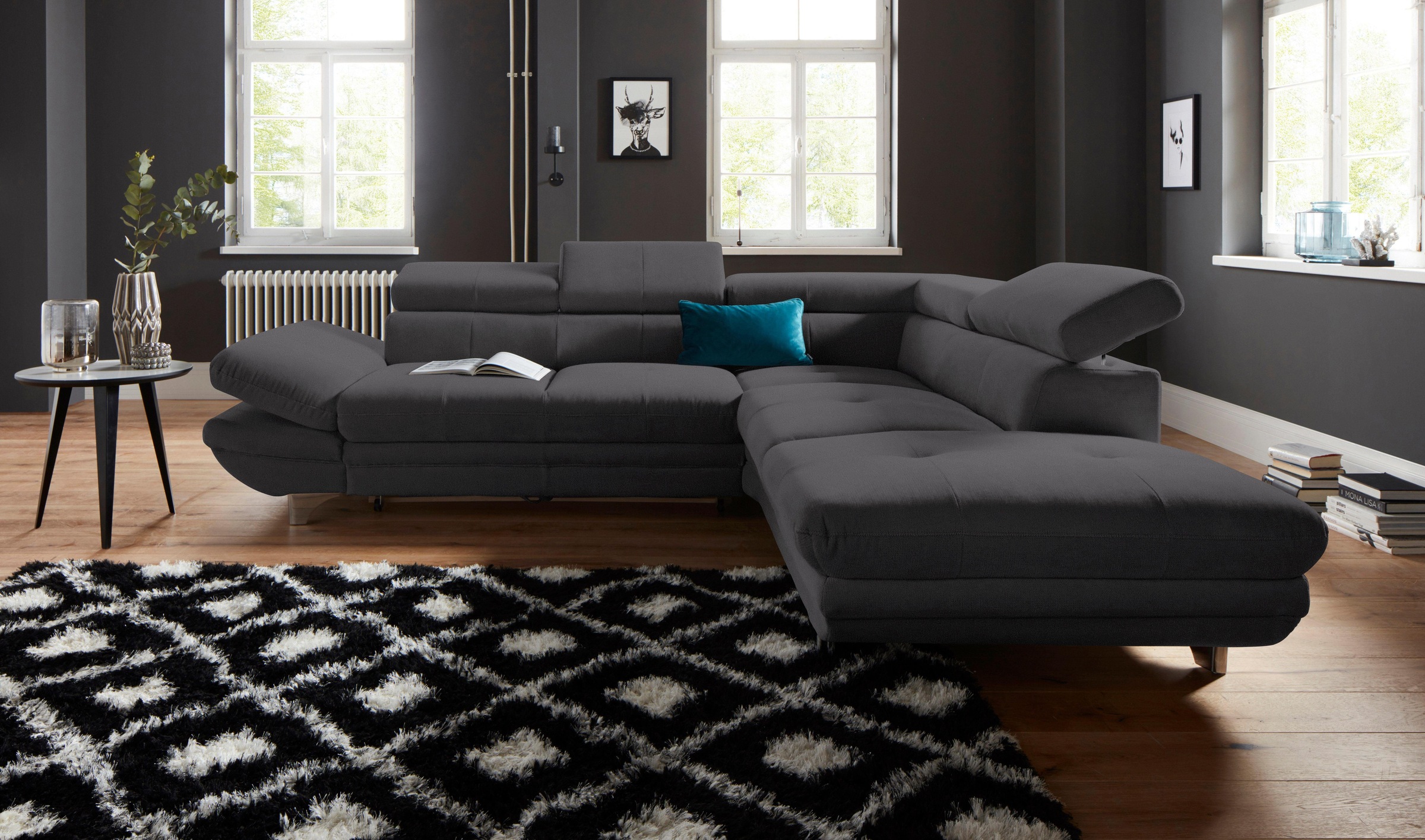 COTTA Polstergarnitur »Enterprise L-Form«, (Set), Set bestehend aus: Ecksofa mit Arm- & Kopfteilverstellung & Hocker
