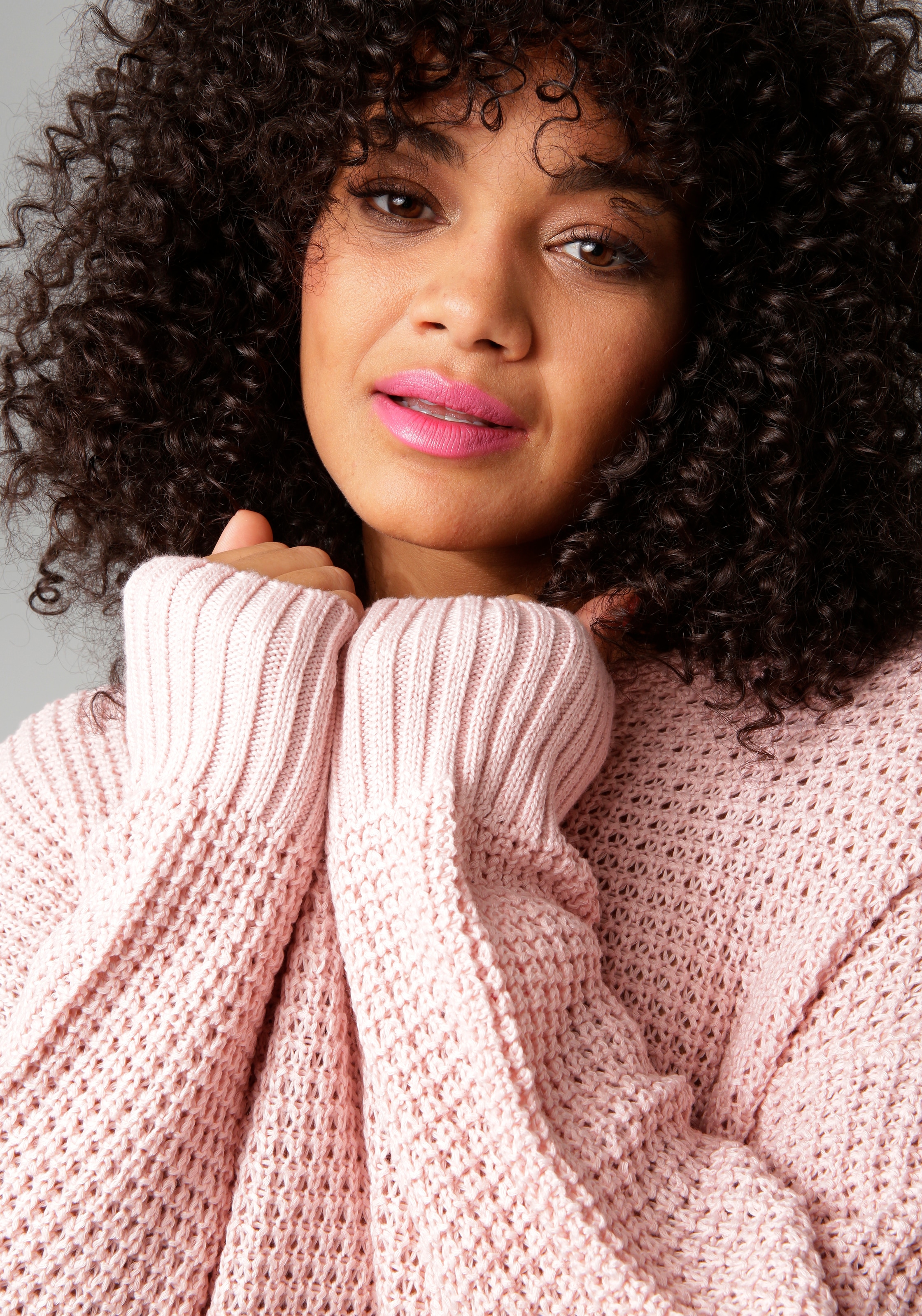 Aniston PLUS Strickpullover, im dezenten Ajour-Strickmuster