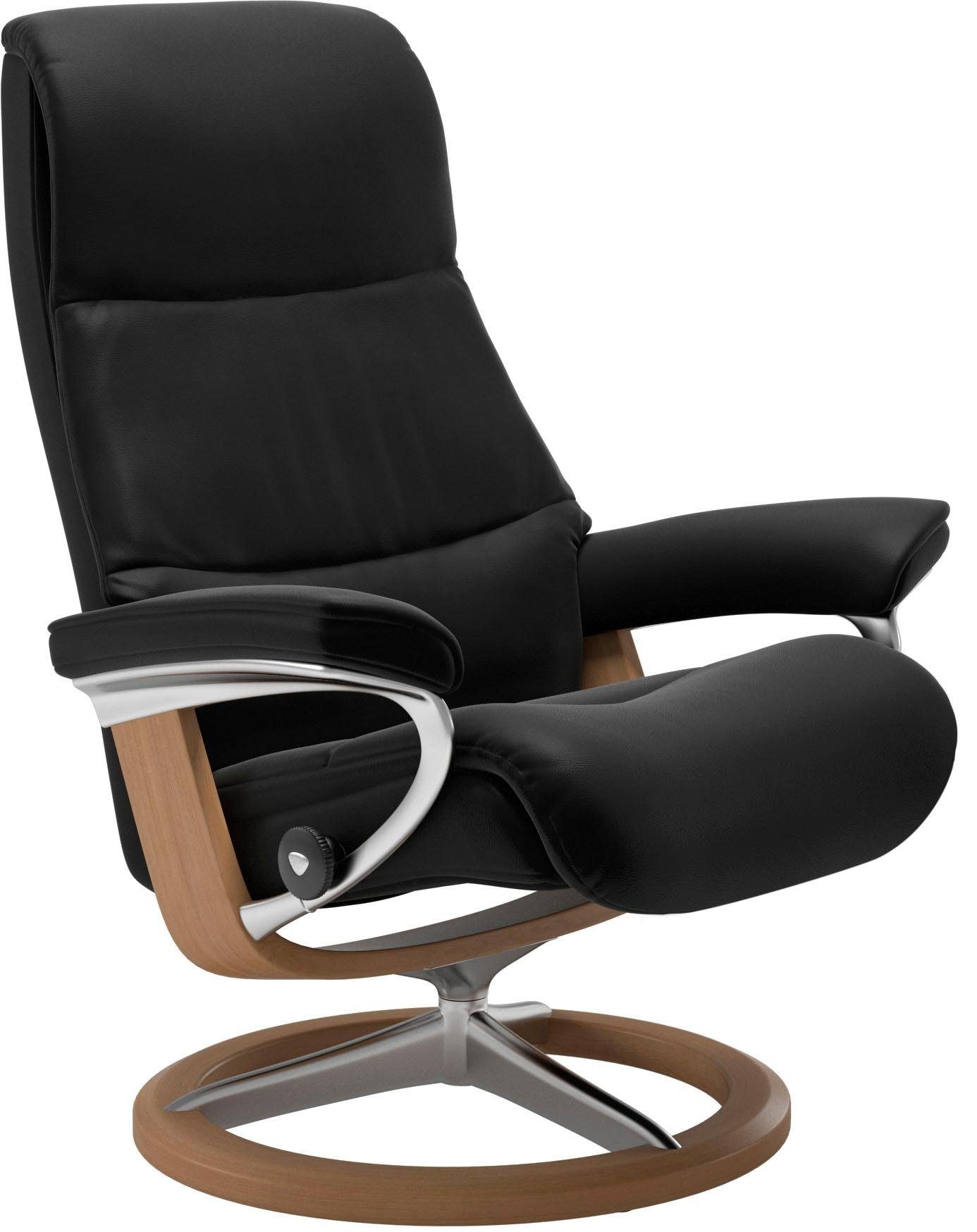 Stressless® Relaxsessel »View«, (Set, Relaxsessel mit Hocker), mit Signature Base, Größe M,Gestell Eiche