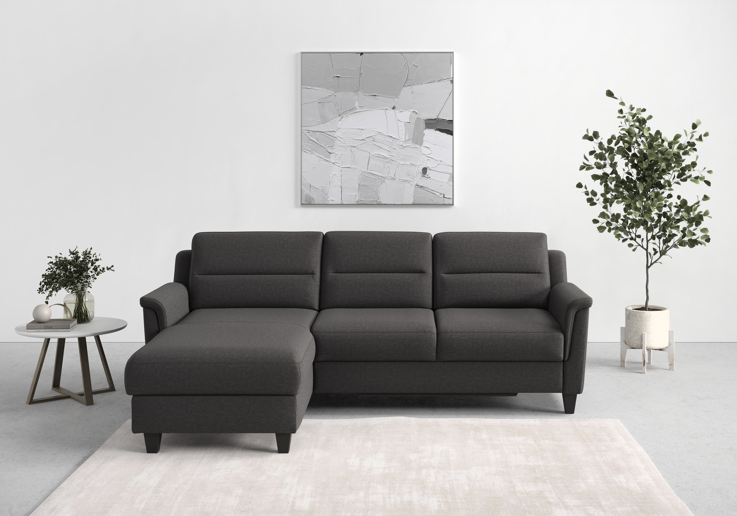 sit&more Ecksofa »Farö L-Form«, inklusive Federkern, wahlweise mit Bettfunktion und Bettkasten