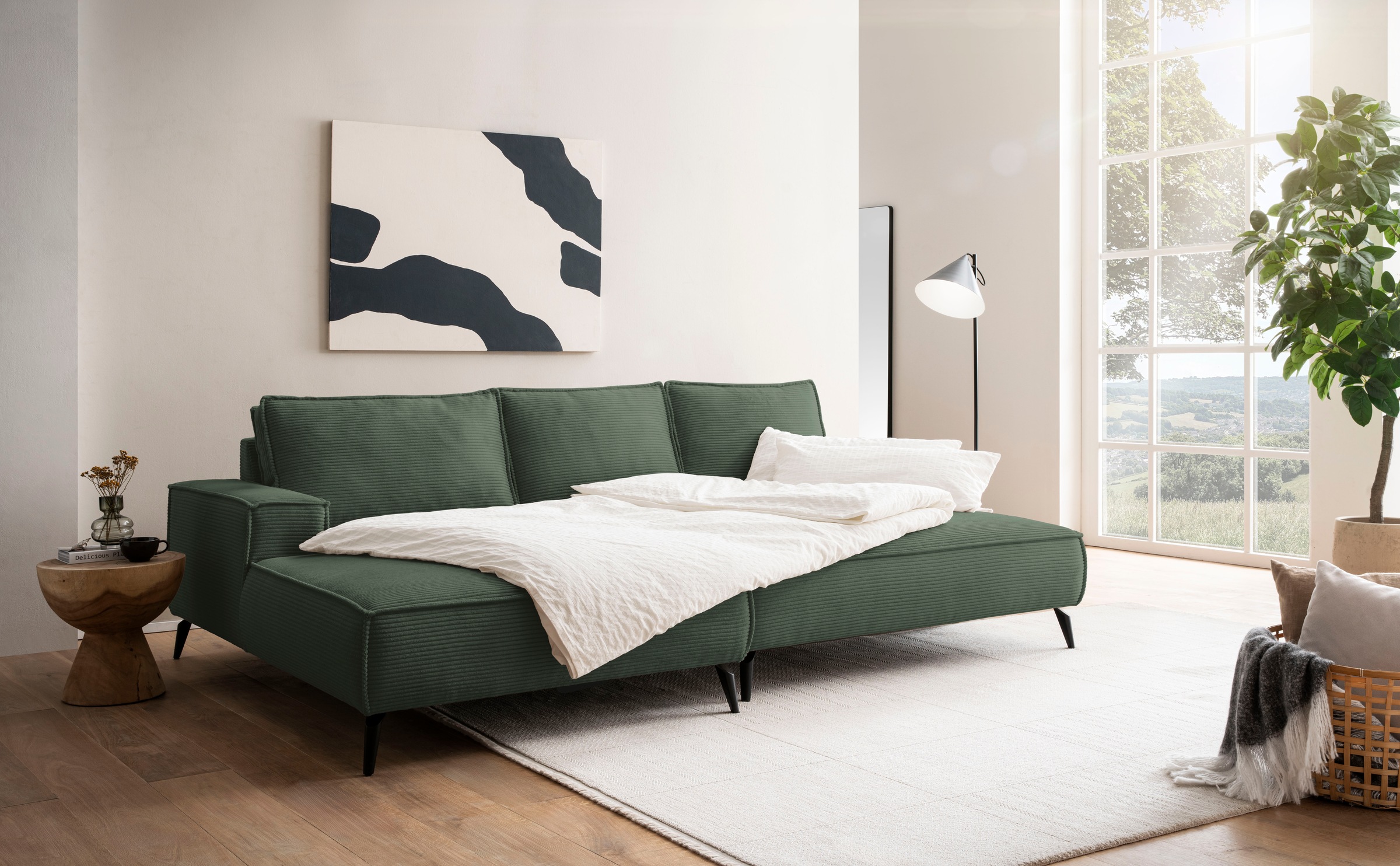 andas Sitzgruppe »TVINNU, Polsterecke L-Form, Schlaffunktion, mit Hocker«, (Set, 2 tlg.), stellbar zum Schlafsofa (Krokodilverbinder)
