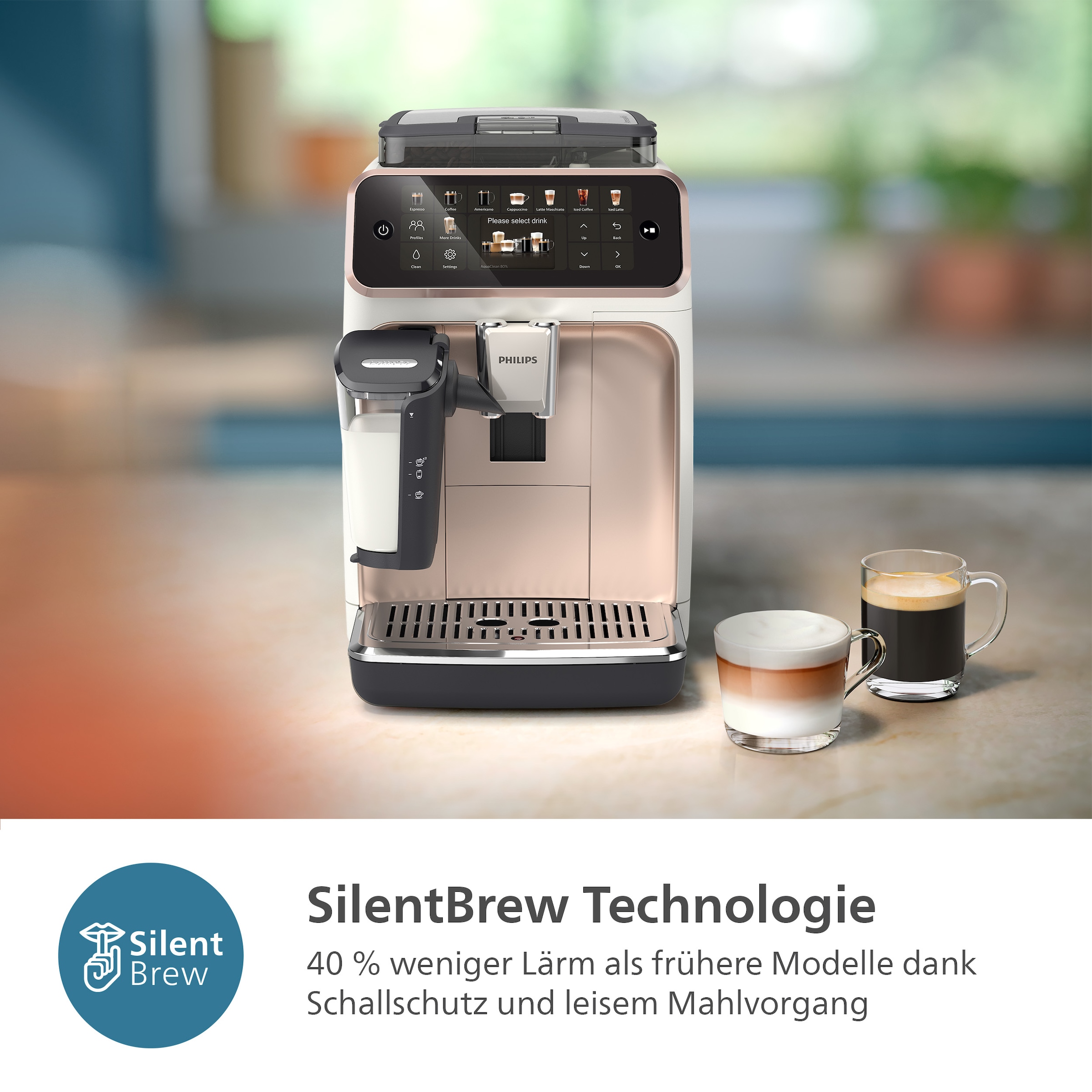 Philips Kaffeevollautomat »EP5543/80 5500 Series, 20 Kaffeespezialitäten (heiß oder eisgekühlt)« LatteGo-Milchsystem, SilentBrew Technologie