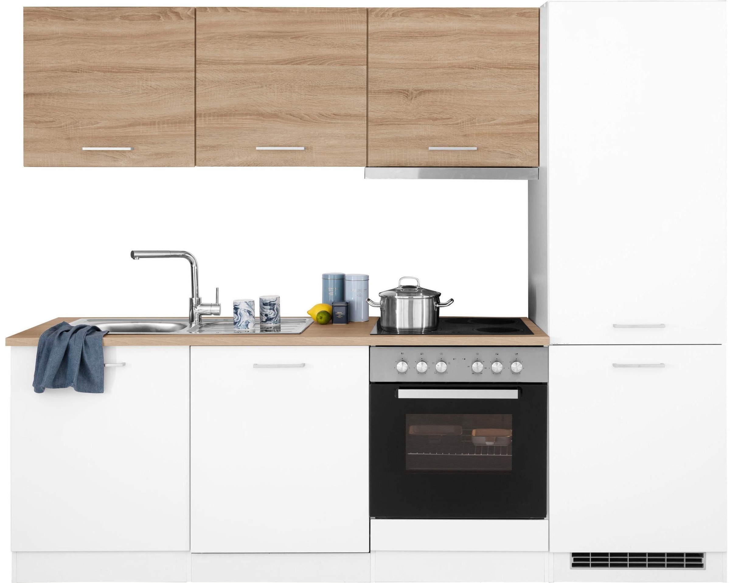 Küchenzeile »Visby«, mit E-Geräte, 240 cm, inkl. Kühl/Gefrierkombination und...