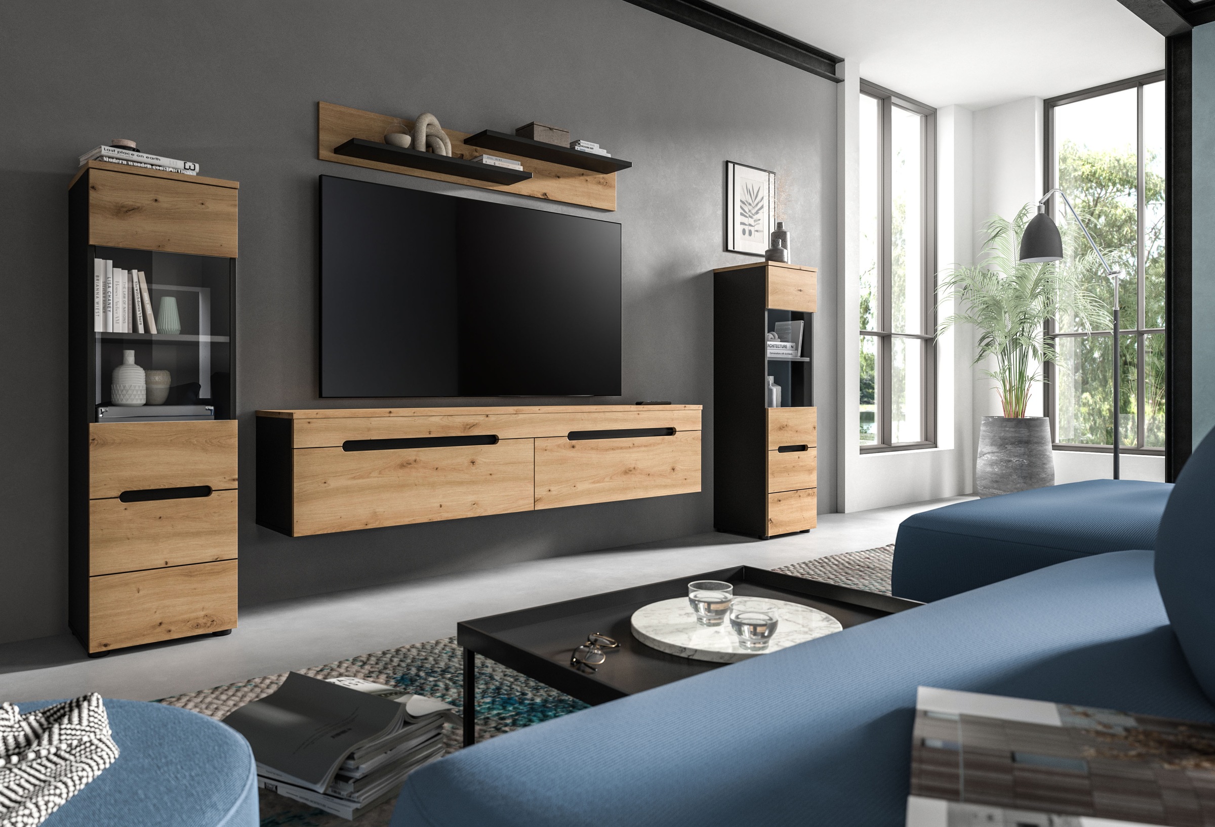 INOSIGN Wohnwand »REHAT, TOPSELLER!, 4-teilig, wahlweise stehend und hängen günstig online kaufen