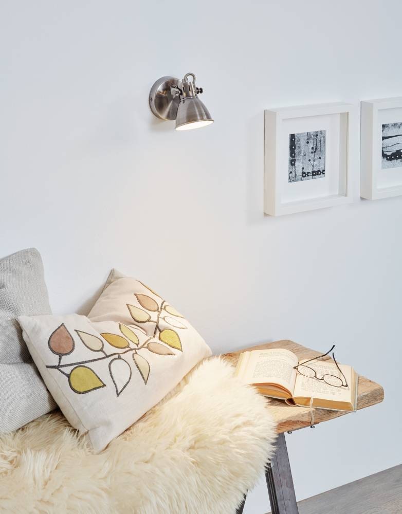 EGLO LED Wandleuchte »SERAS Wandlampe, Deckenstrahler, Spot, Flurlampe, nickel-antik, creme«, 1 flammig, Leuchtmittel LED-Board-GU10 | LED wechselbar, Wohnzimmerlampe, Esszimmerlampe, schwenkbarer Spot, GU10, 17x10cm