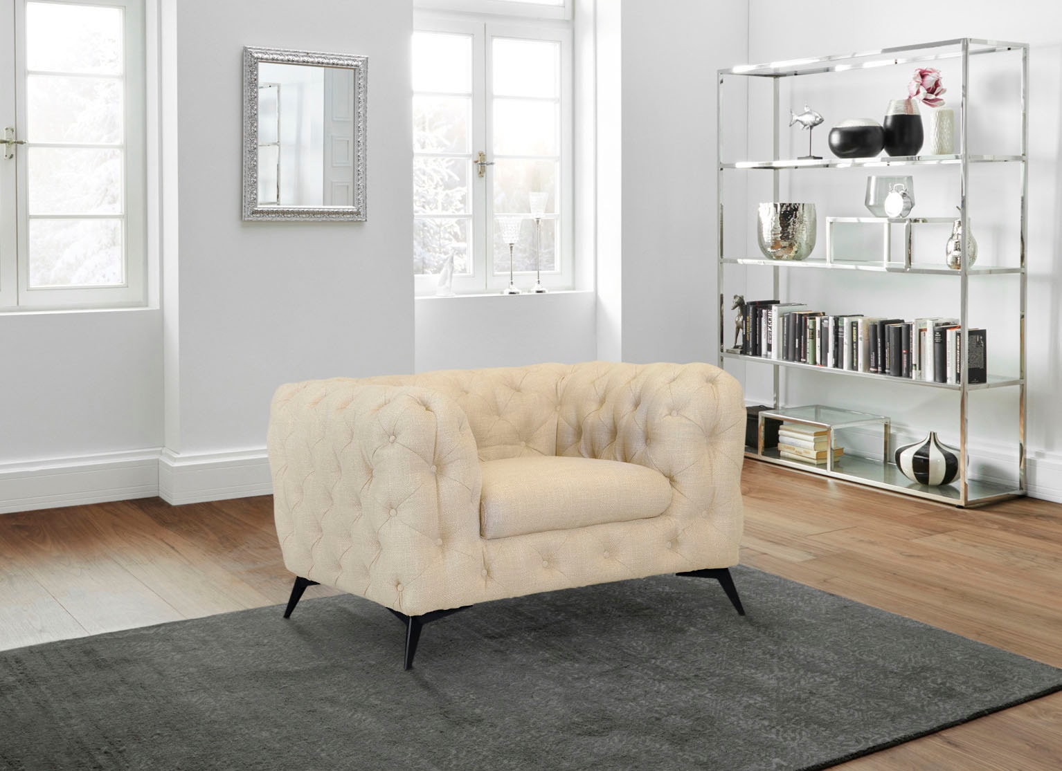 Home affaire Chesterfield-Sessel »Glynis Sessel« aufwändige Knopfheftung, moderne Chesterfield Optik, Fußfarbe wählbar