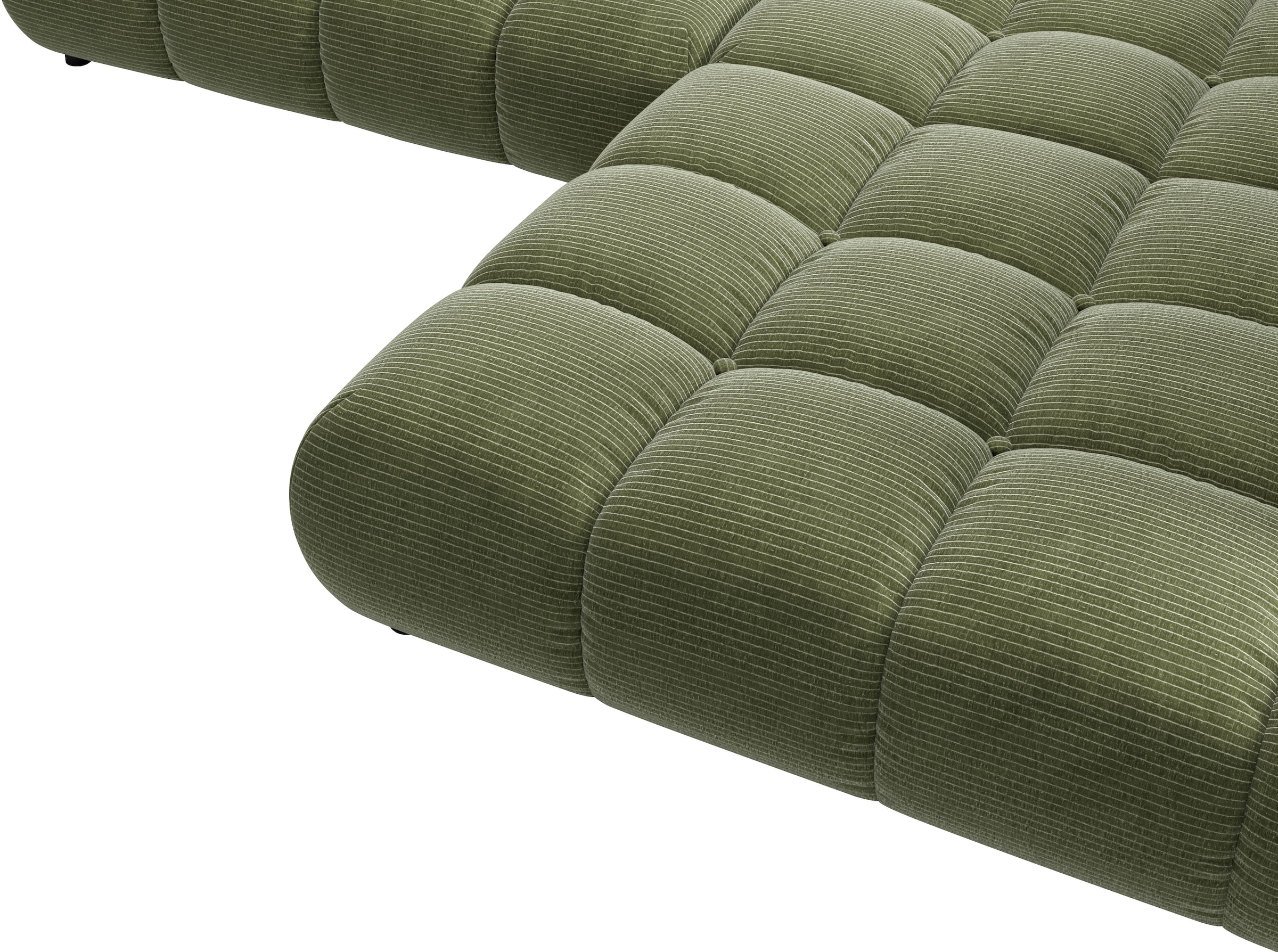 Home affaire Ecksofa »Cozy Bubble, mit klappbarer Armlehne, Breite 289 cm« mit eleganter Steppung, Rundumbezug & weicher Polsterung