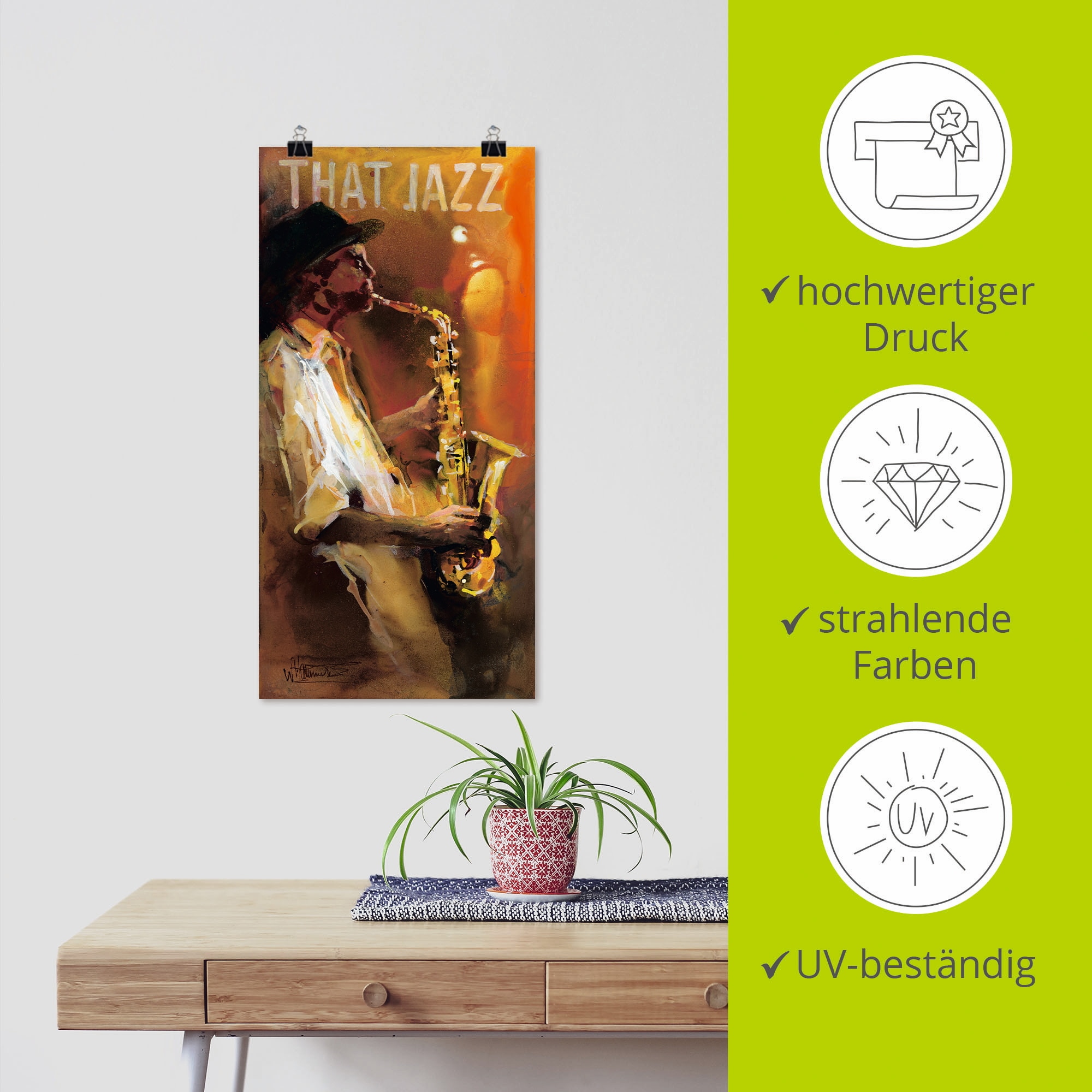 Artland Wandbild »Jazz«, Musiker, (1 St.), als Poster, Wandaufkleber in verschied. Größen