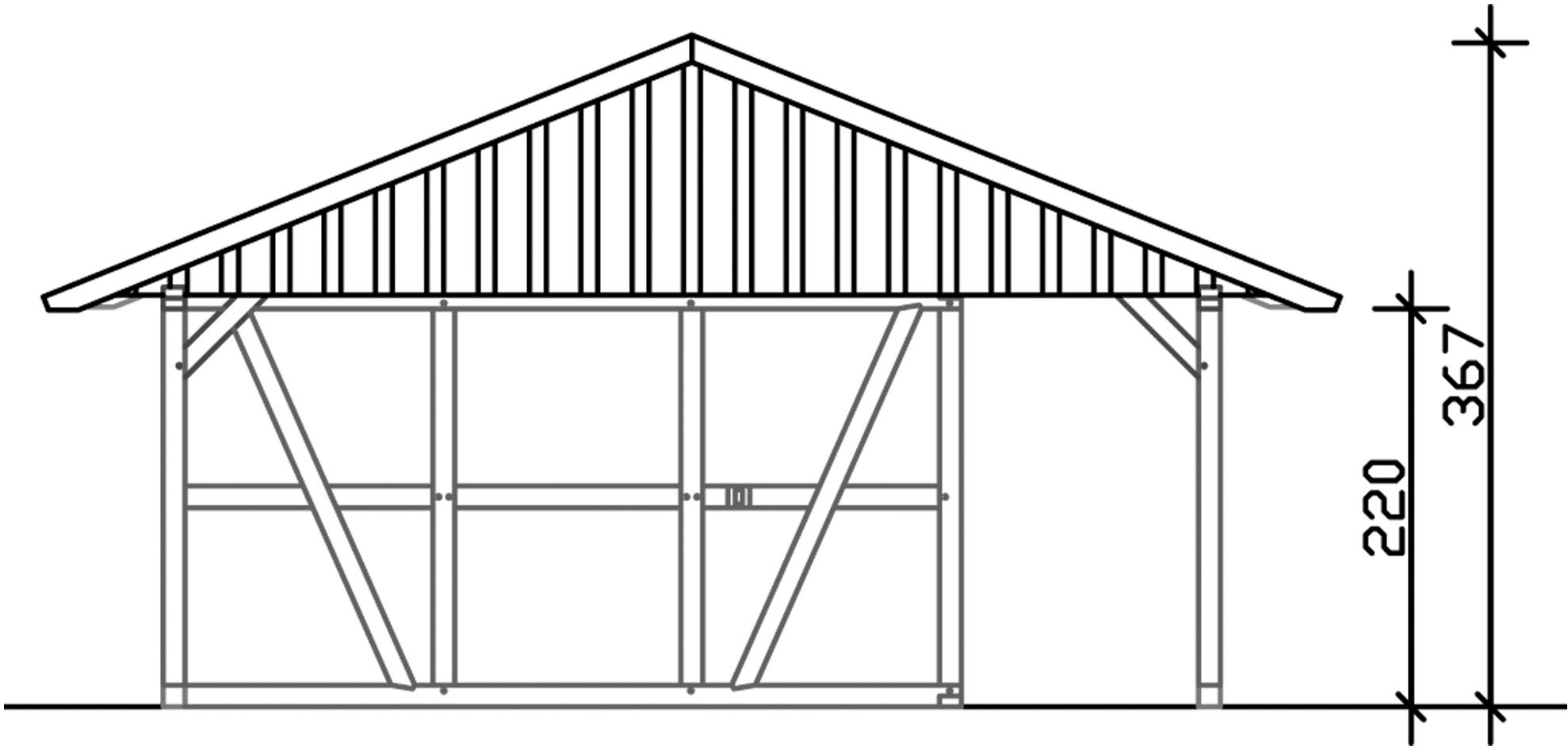 Skanholz Doppelcarport »Schwarzwald«, KVH-Fichte, 560 cm, Natur, mit Dachlattung