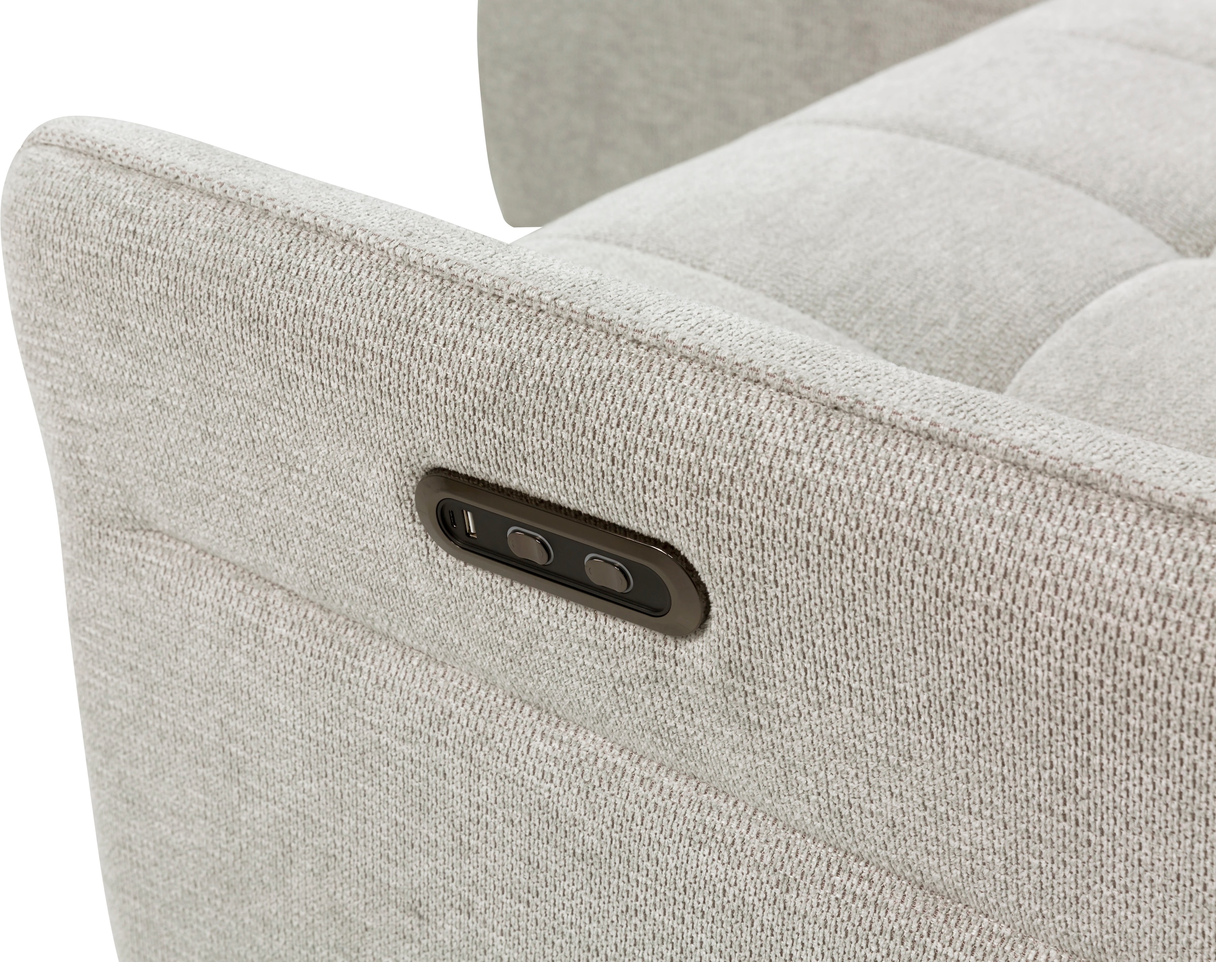 INOSIGN Ecksofa »DENIO 3-Sitzer, L-Form (Breite 209cm), elektr. Relaxfunktion, USB-A/C«, Liegefunktion durch Recliner, Federkernpolsterung