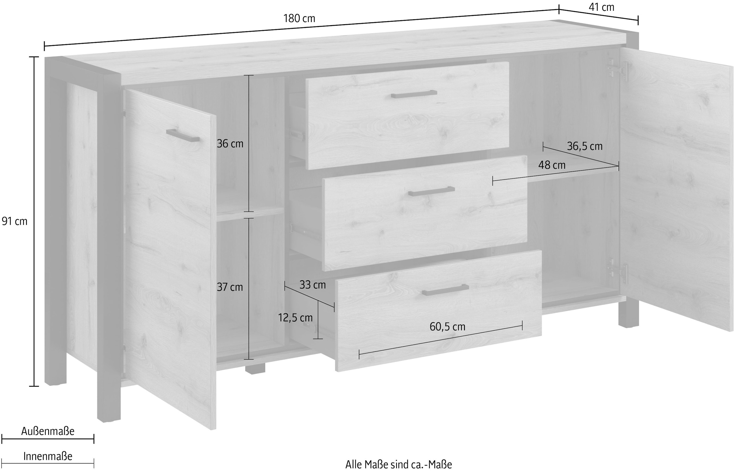 Helvetia Sideboard »Aktiv«, Breite 180 cm