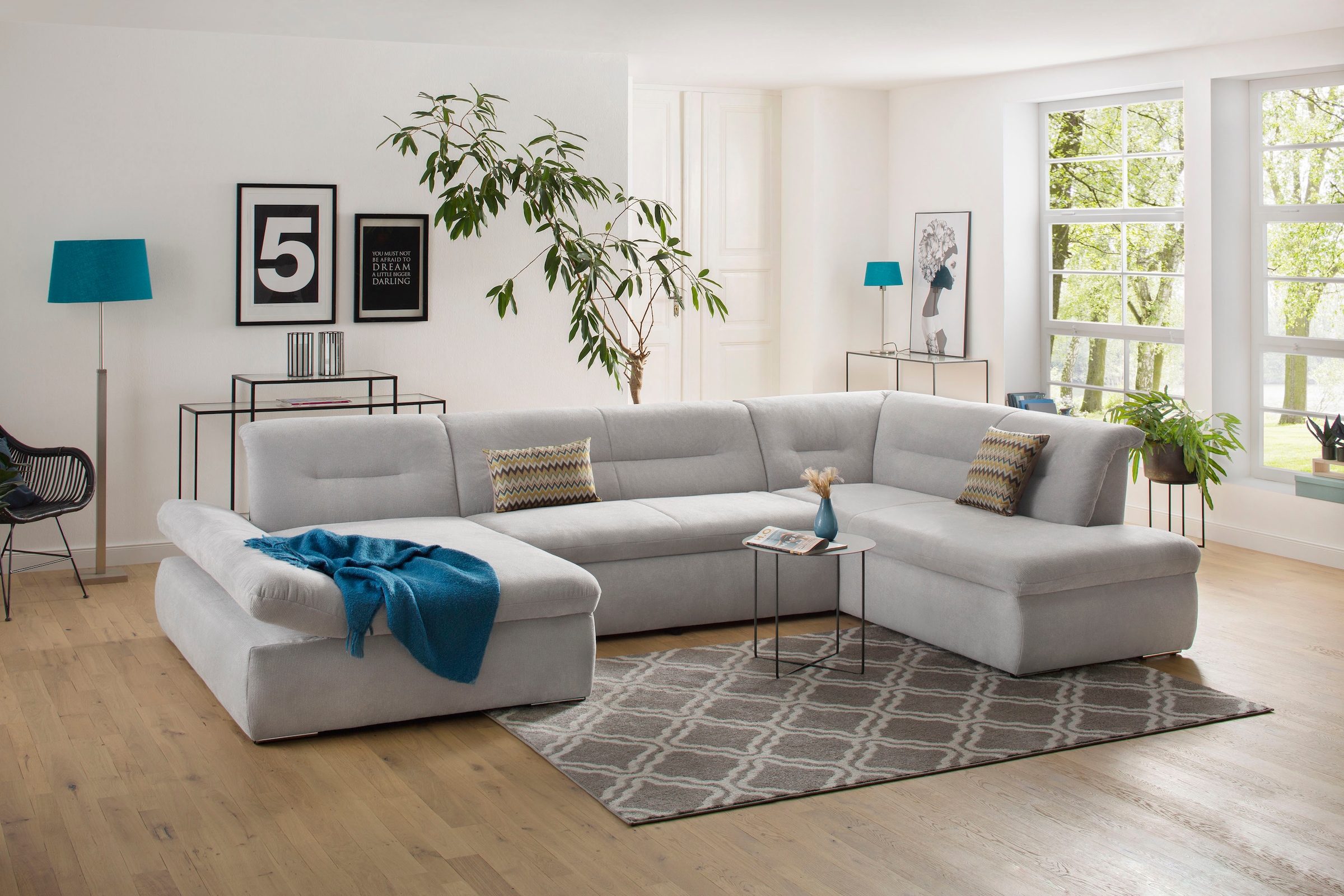 Home affaire Wohnlandschaft »Avesa U-Form« Wahlweise mit Armteilverstellung günstig online kaufen