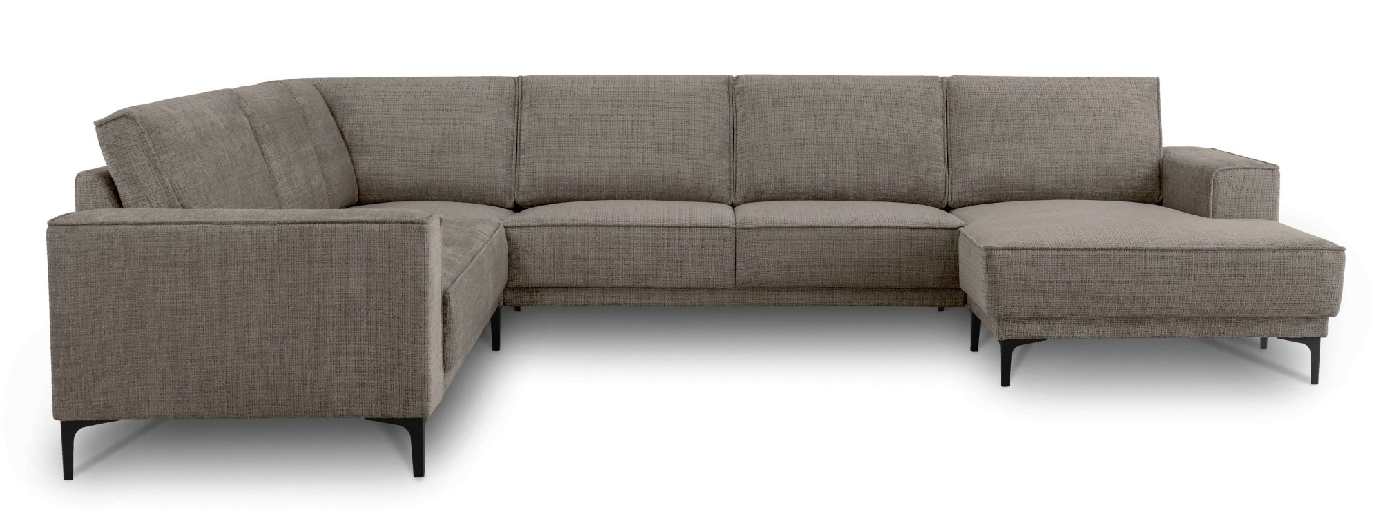 Places of Style Wohnlandschaft »XXL Sofa Oland, Struktur, Flachgewebe, Luxus-Microfaser, Boucle«, U-Form, 342 cm, Wellenunterfederung, Skandi-Design, Metallfüße