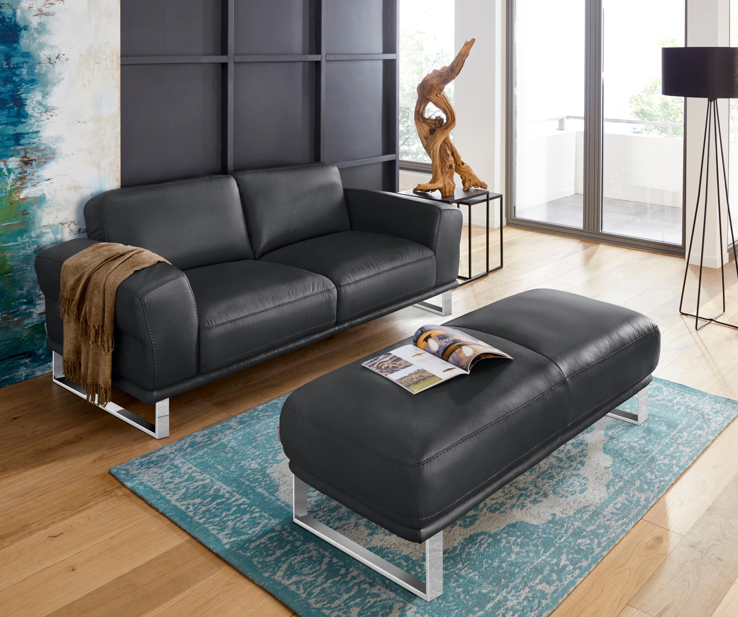 W.SCHILLIG Hocker »montanaa« mit Metallkufen in Chrom glänzend, Breite 141 cm