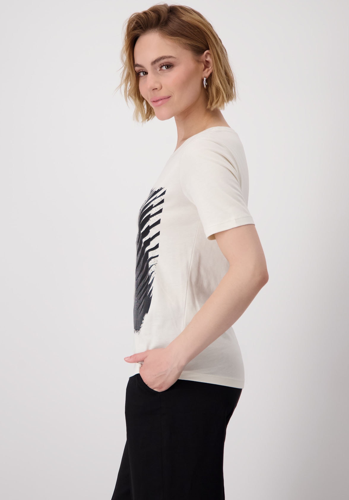 Monari T-Shirt »Shirt Lackdruck«, Mit Rundhalsausschnitt