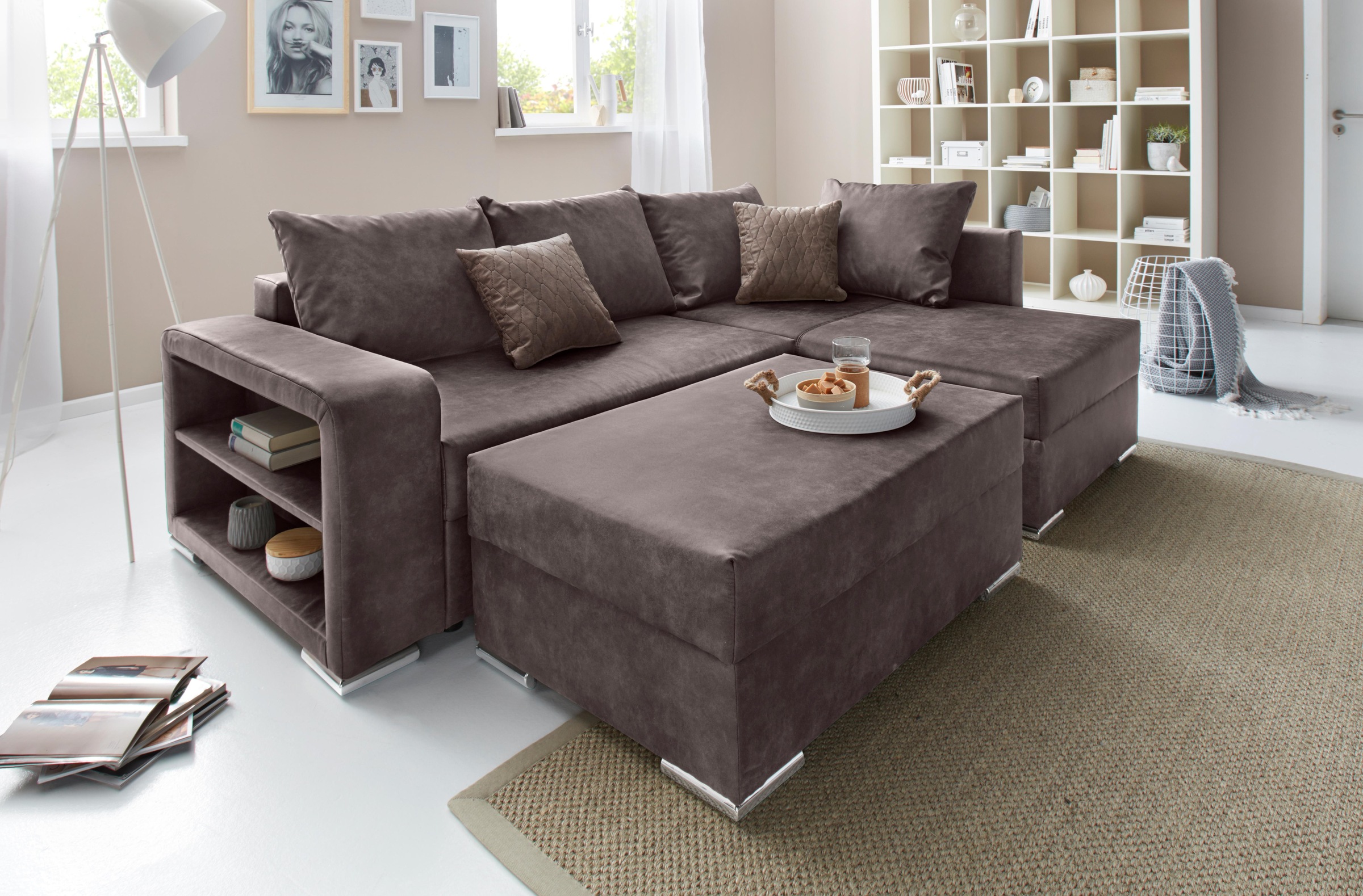 COLLECTION AB Ecksofa »John L-Form«, inklusive Bettfunktion und Bettkasten
