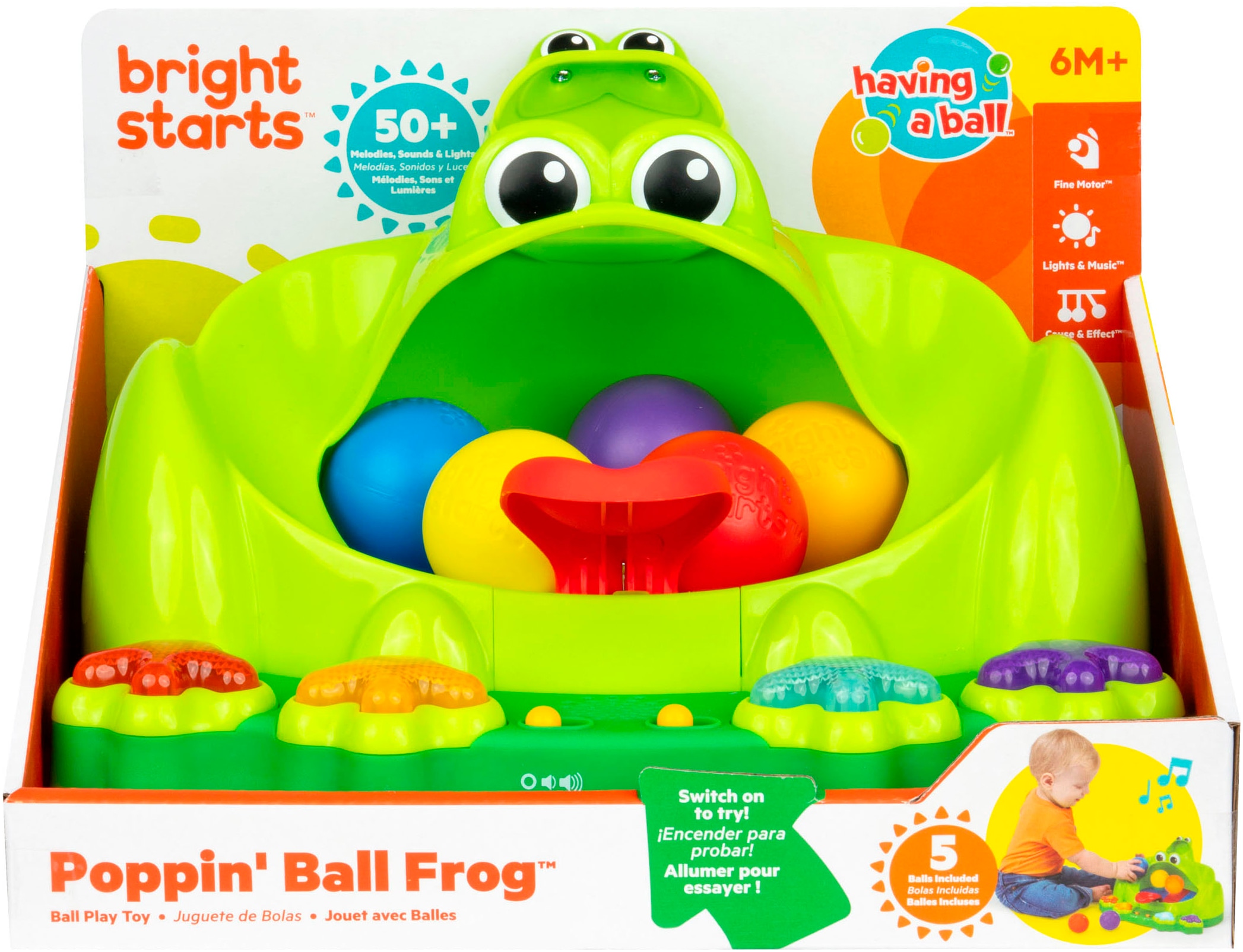 Bright Starts Lernspielzeug »Poppin' Ball Frog Ball Play Toy«, mit Licht und Sound