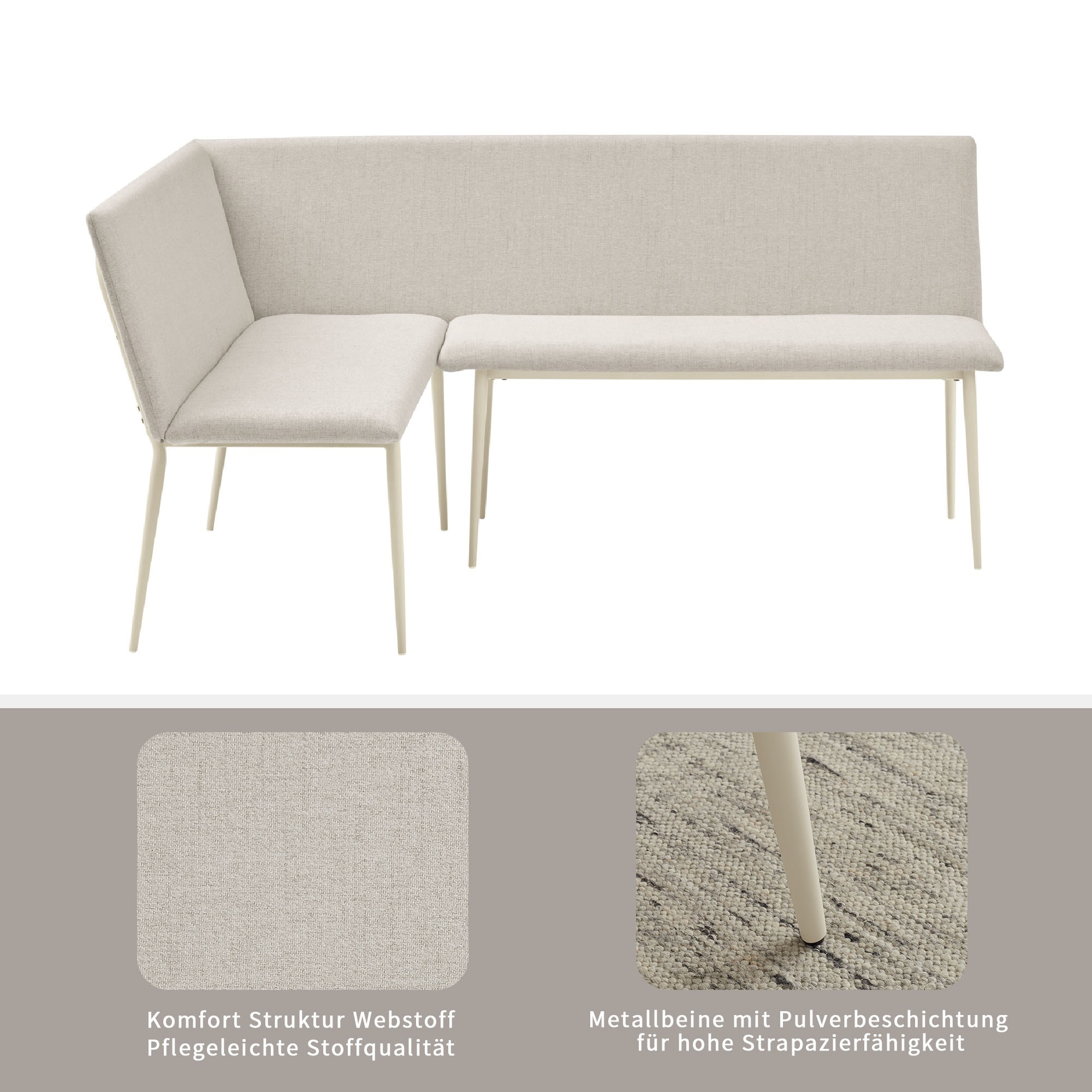 OTTO home Eckbank »Cassy« pflegeleichter Strukturstoff, Metallgestell, FSC-zertifiziertes Holz