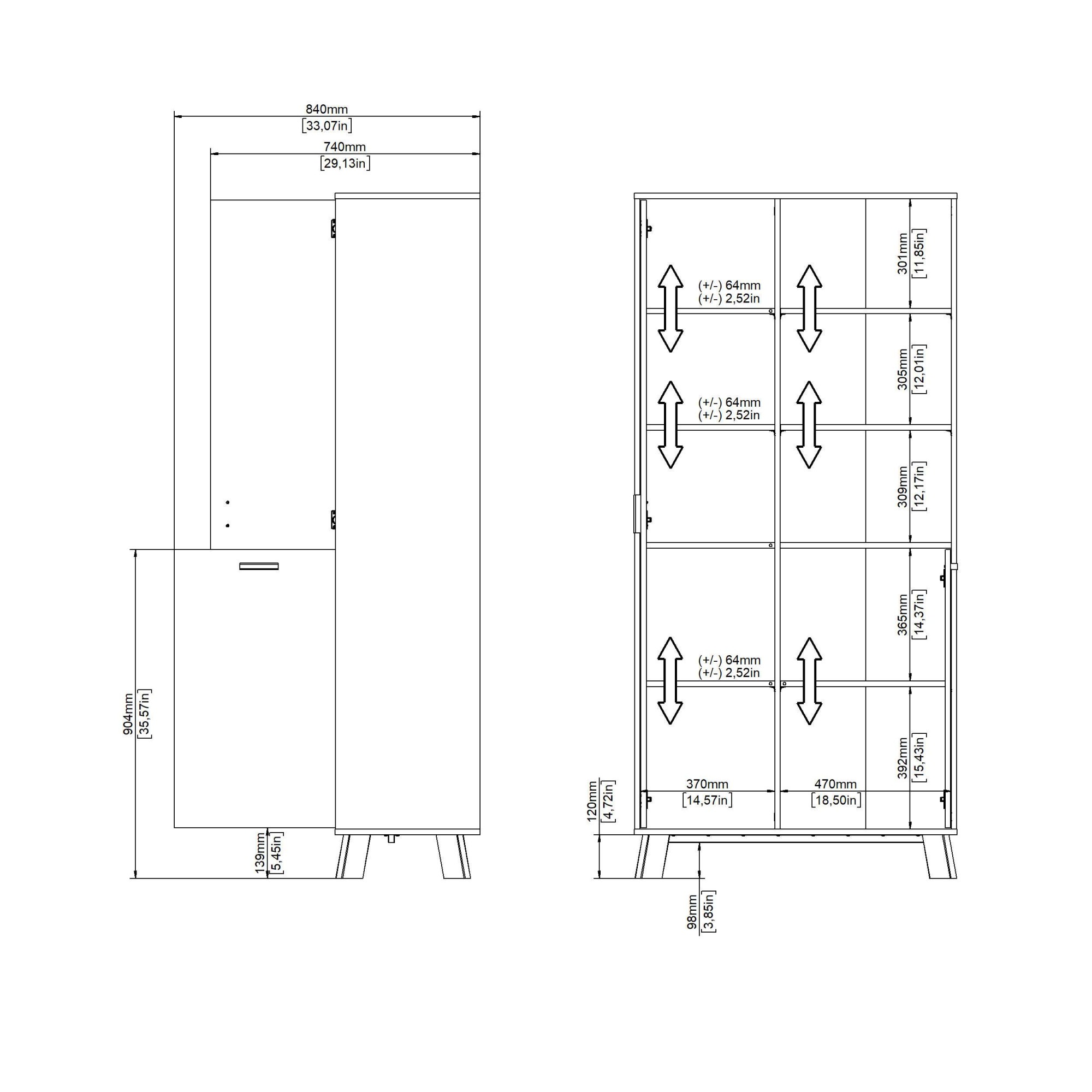 andas Vitrine »Ikast Vitrinenschrank, Standvitrine, Schrank, Stauraum«, 2 Türen, 3 offene Fächer, Breite 89 cm, Höhe 188 cm