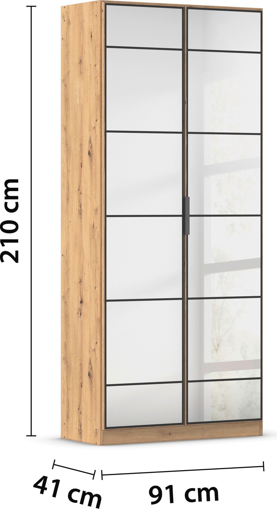 rauch Drehtürenschrank »Kleiderschrank Schrank Garderobe Schlafzimmerschrank ACERO«, (praktisch in Tiefe 41 cm mit vielen Einlegeböden), Spiegelfront in moderner Loft-Optik MADE IN GERMANY