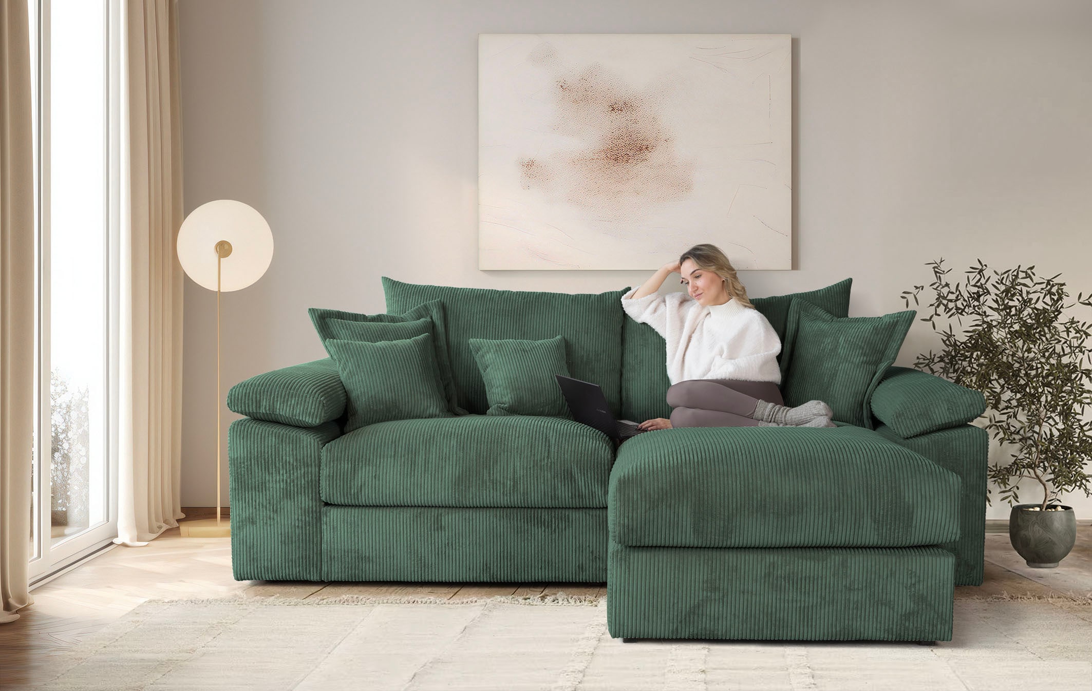 Home affaire Ecksofa »Soft&Cosy XL L-Form - Breite 246 cm«, Mega-Sofa, Cord günstig online kaufen