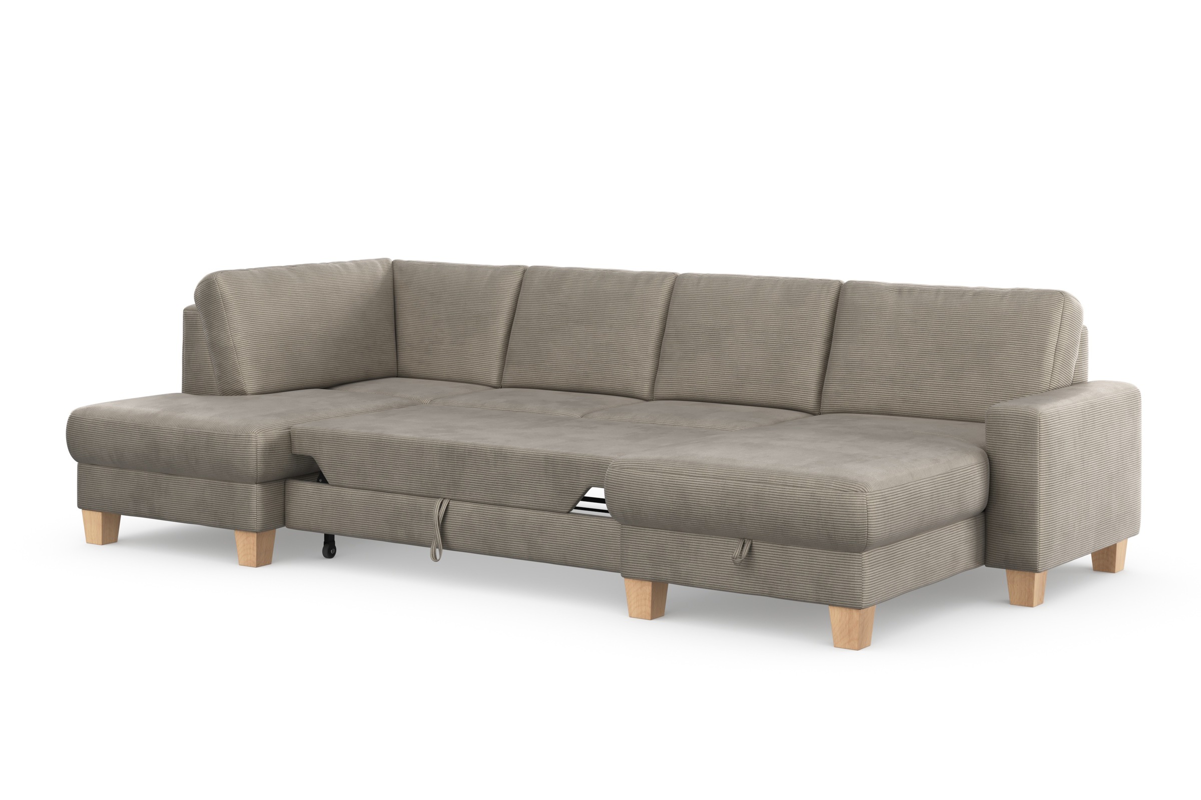 Home affaire Wohnlandschaft »Summer U-Form«, mit oder ohne Bettfunktion und Bettkasten, Cord-Bezug
