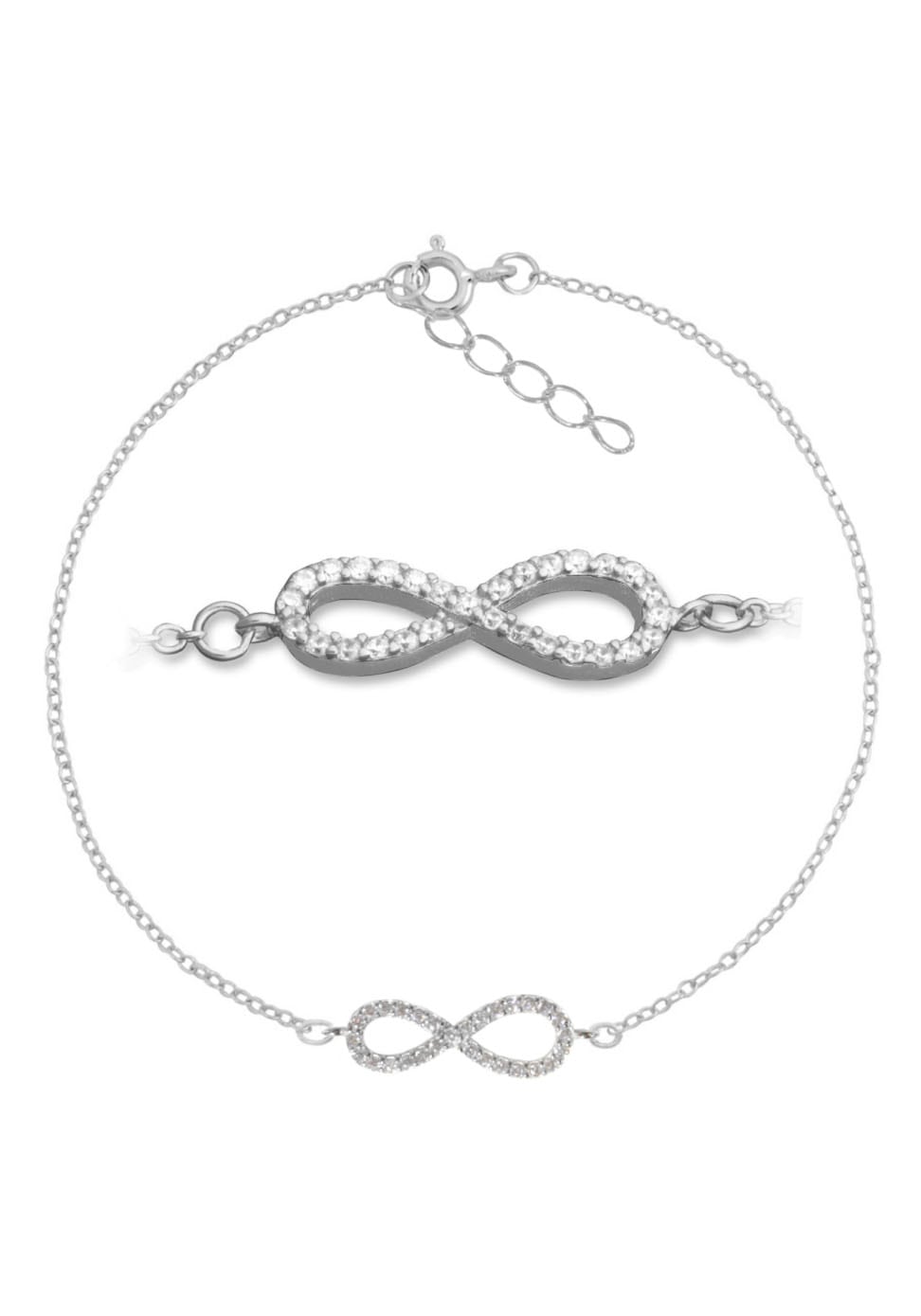 Firetti Armband »Schmuck Geschenk Silber 925 Armschmuck Armkette Ankerkette Infinity«, Made in Germany - mit Zirkonia (synth.)