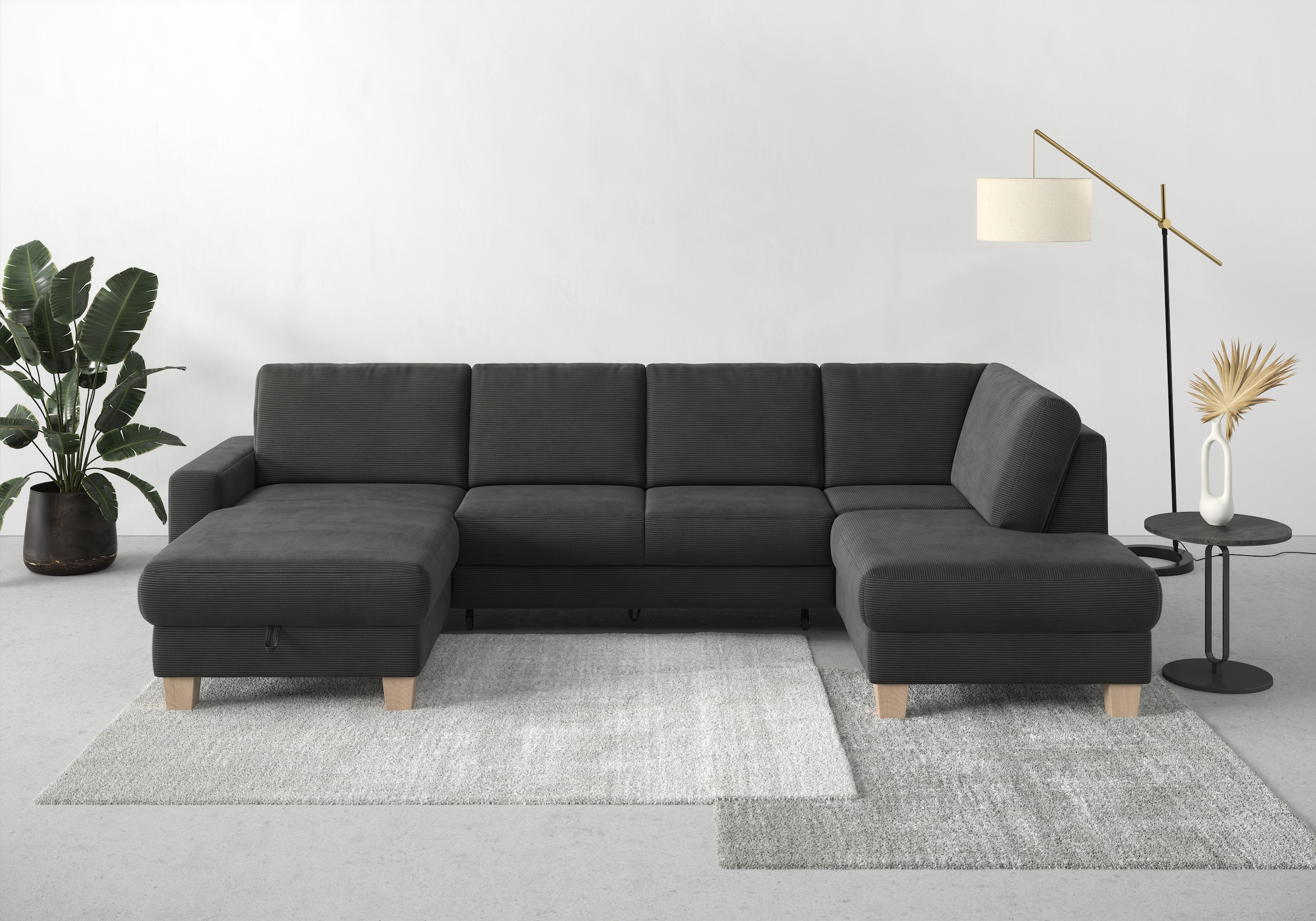 Home affaire Wohnlandschaft »Summer U-Form«, mit oder ohne Bettfunktion und Bettkasten, Cord-Bezug
