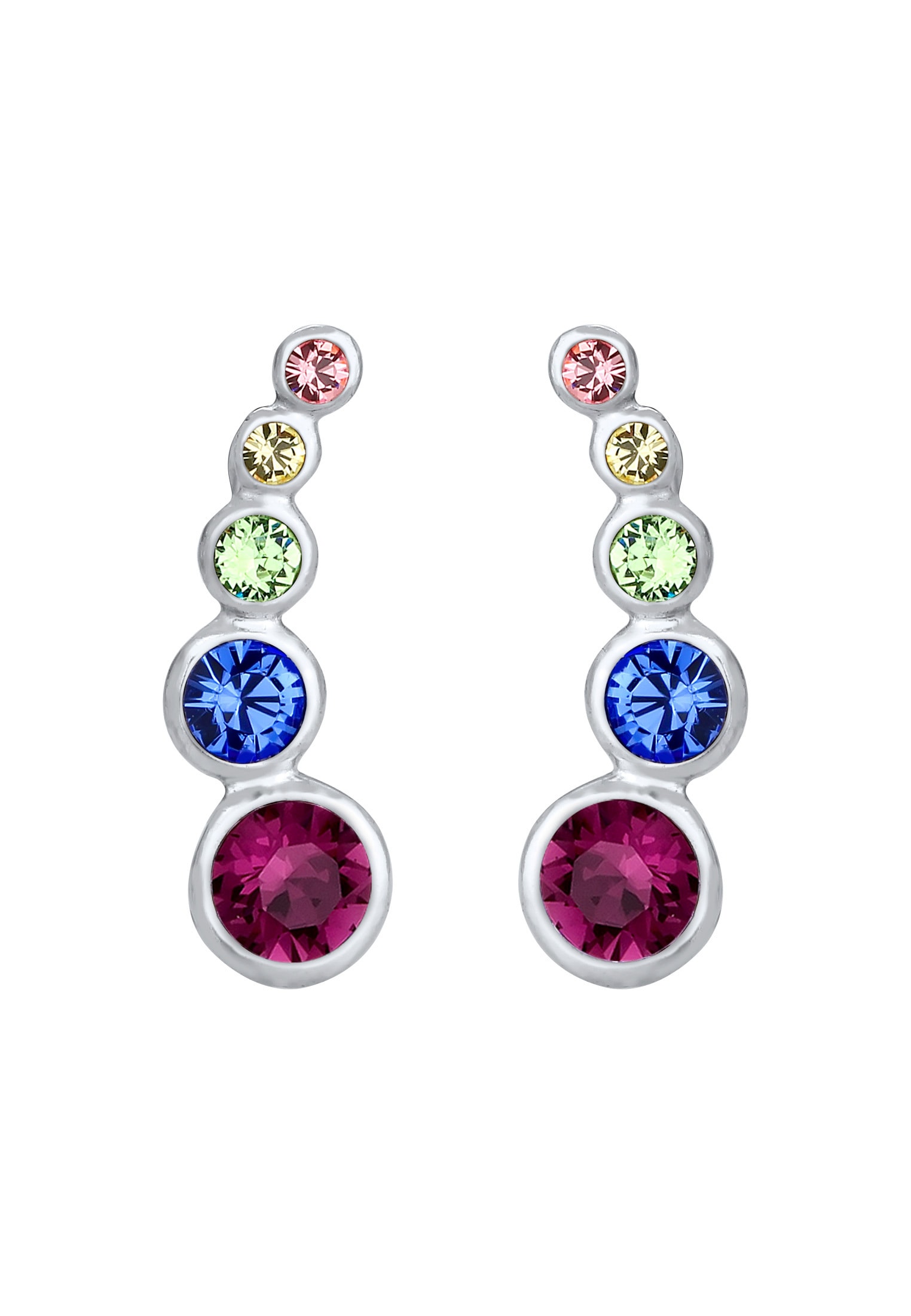 Elli Paar Ohrstecker »Earclimber Regenbogen Glas Kristalle 925 Sterling Silber«