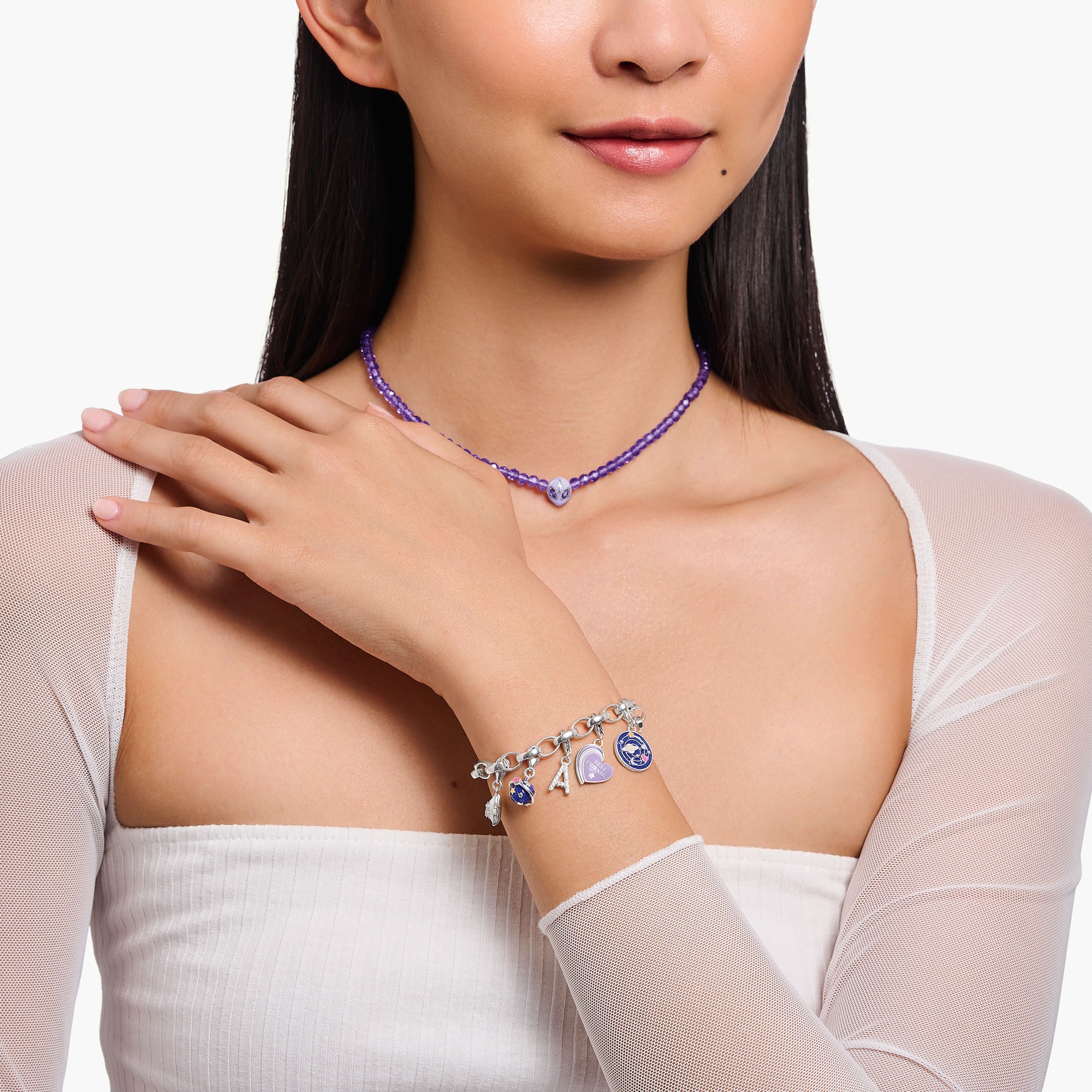 THOMAS SABO Charm Stern »mit Steinen und Kaltemaille, 2039-041-13, 2043-496-7, 2044-041-14«, mit Glas-Keramik Stein oder Zirkonia (synth.)