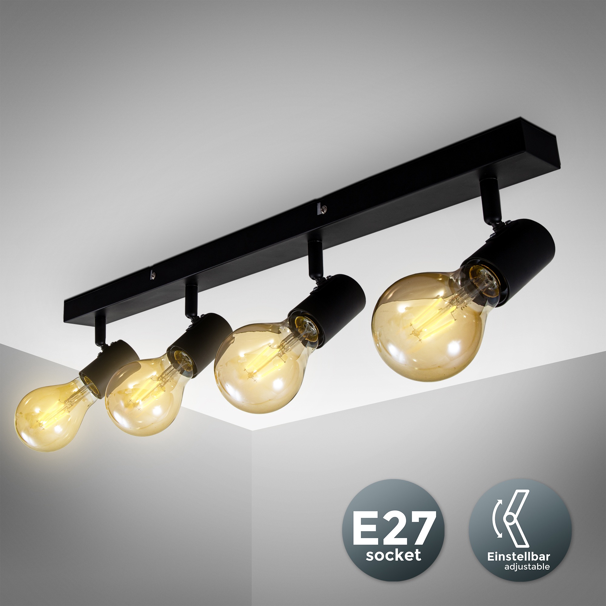 B.K.Licht LED Deckenspots, 4 flammig, Leuchtmittel E27   ohne Leuchtmittel, günstig online kaufen