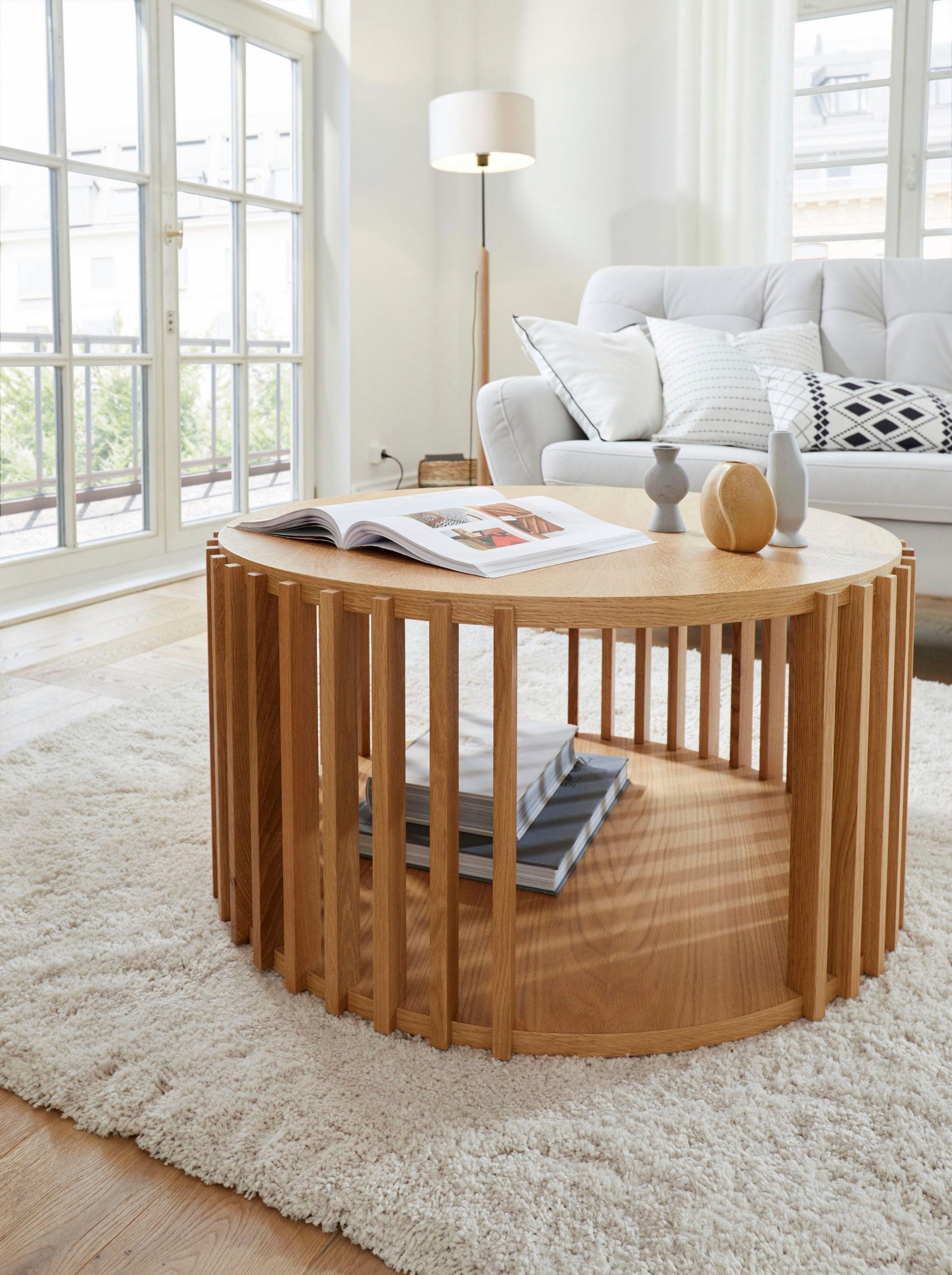 Woodman Couchtisch »Drum, Breite/Tiefe/Höhe: 83/83/42 cm«, Holzfurnier aus günstig online kaufen