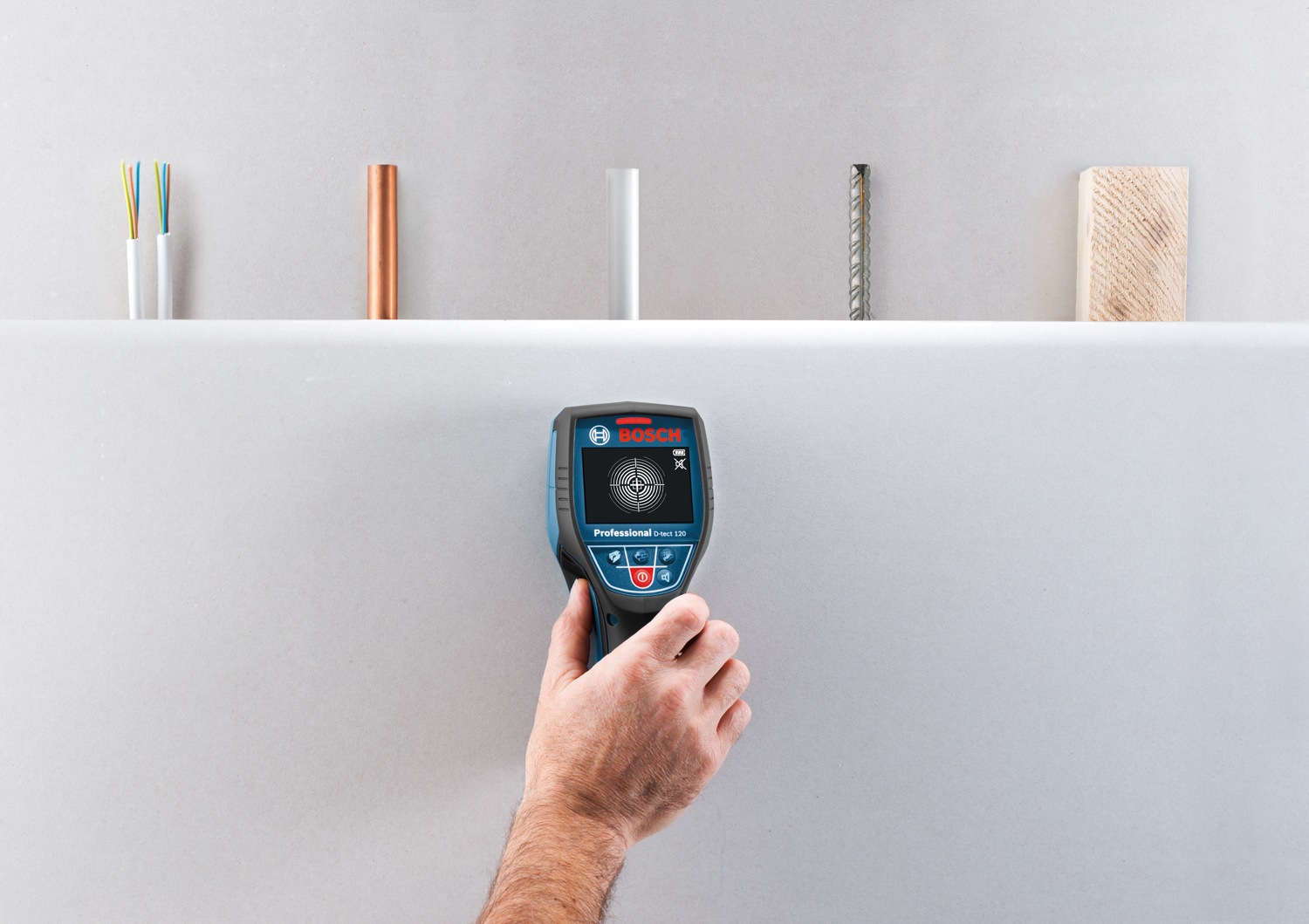 Bosch Professional Leitungsortungsgerät »»Wallscanner D-tect 120««, Inkl. 1x Akku 2,0Ah und Schnellladegerät GAL 12V-40, in L-BOXX