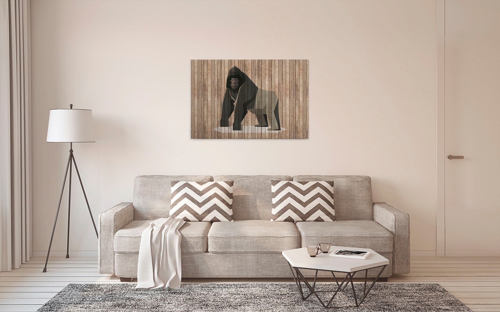 A.S. Création Leinwandbild »born to be wild 3«, Kunst-Tiere-Kinder, (1 St.), Keilrahmen Holzoptik Gorilla Tiere Leinwand-Bild Wohnzimmer modern