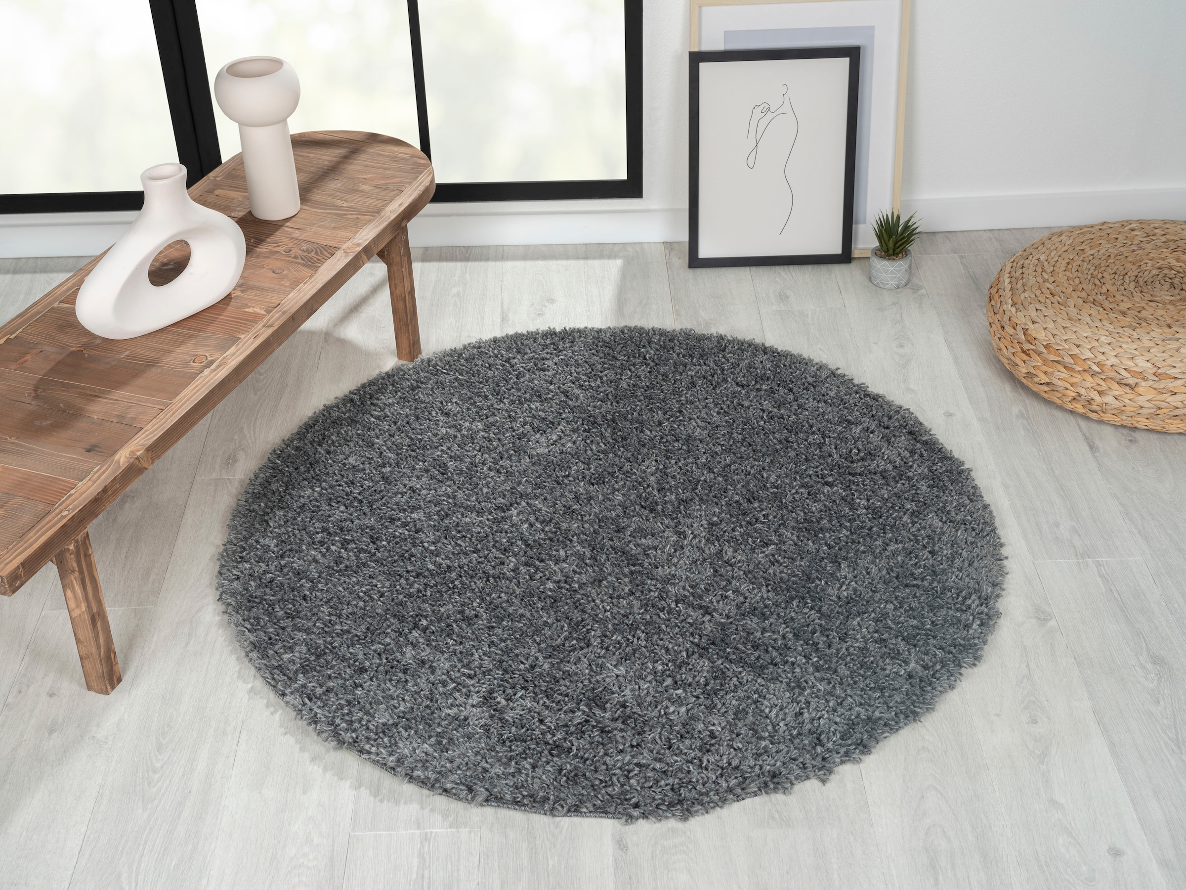 Myflair Möbel & Accessoires Hochflor-Teppich »My Shaggy«, rund, 37 mm Höhe, günstig online kaufen