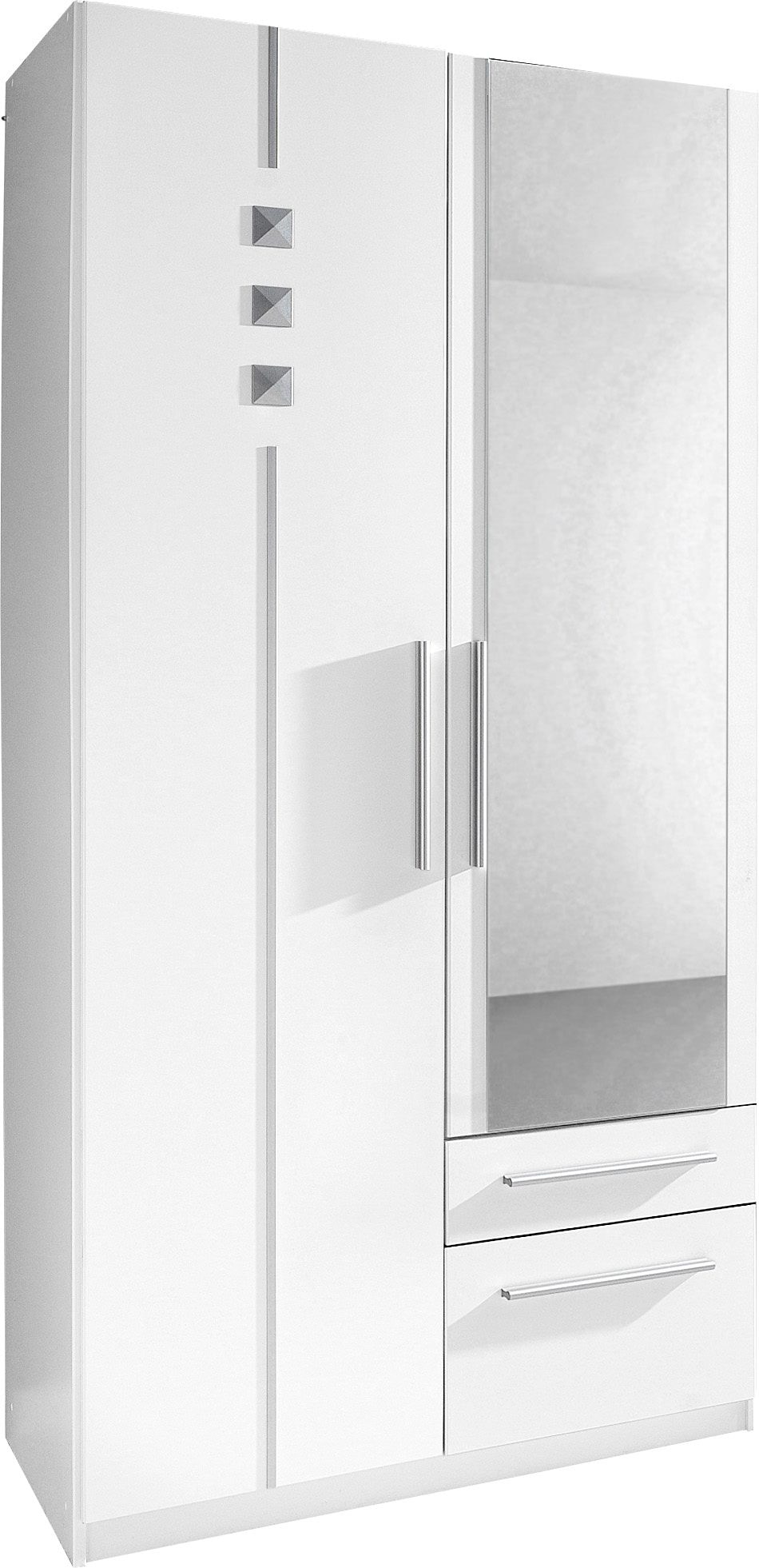 PRIESS Kleiderschrank 1-bis 5-türig, mit silberfarbigen Applikationen weiß