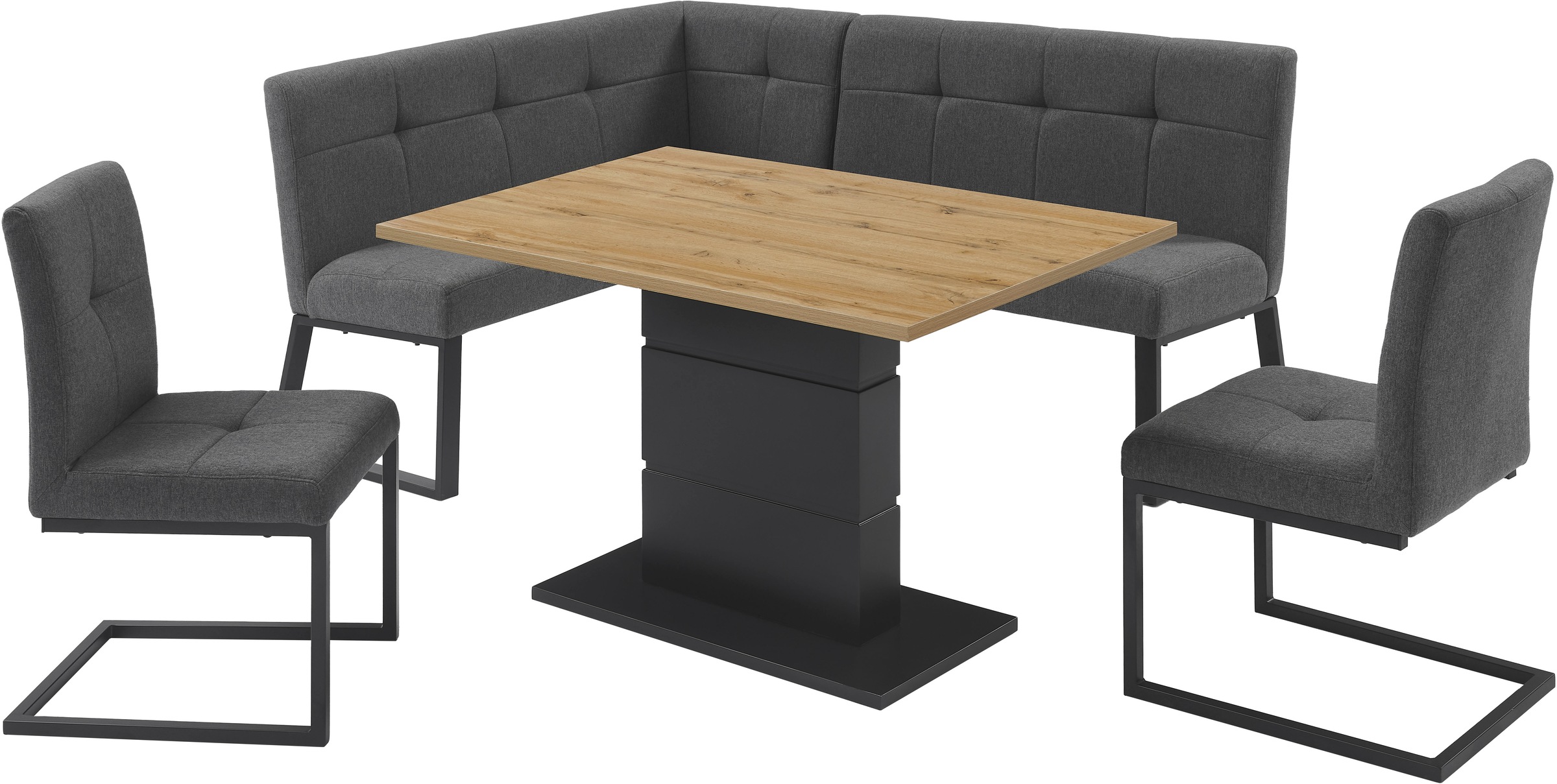 OTTO home Eckbank »Geranie, Sitz -und Rücken gepolstert, Knopfheftung« zwei Bezugsstoffe, zwei Stofffarben, pulverbeschichtetes Metallgestell