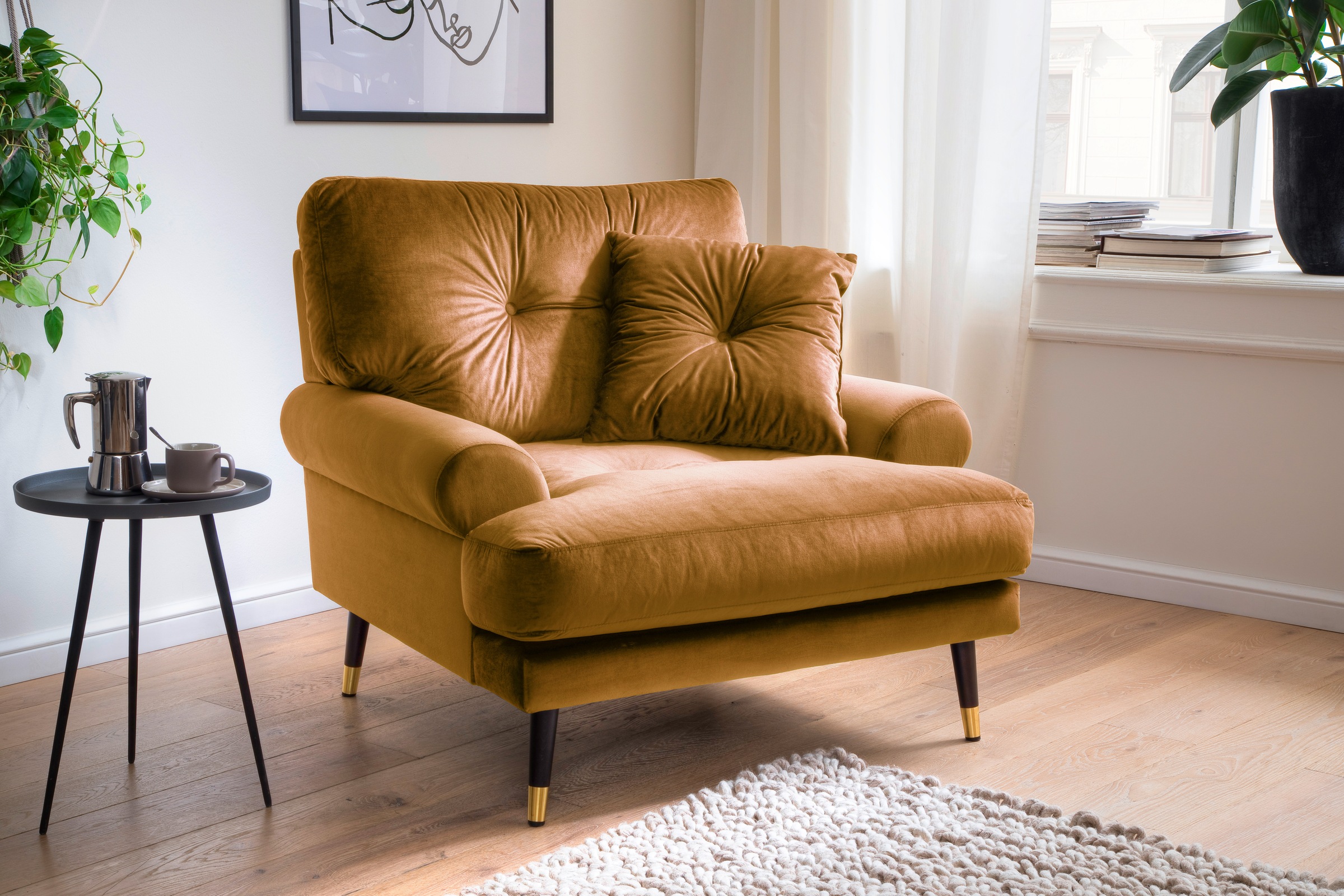 Trends by HG Loungesessel »TOKIO«, in Microfaser mit hochwertigem Holz/Meta günstig online kaufen